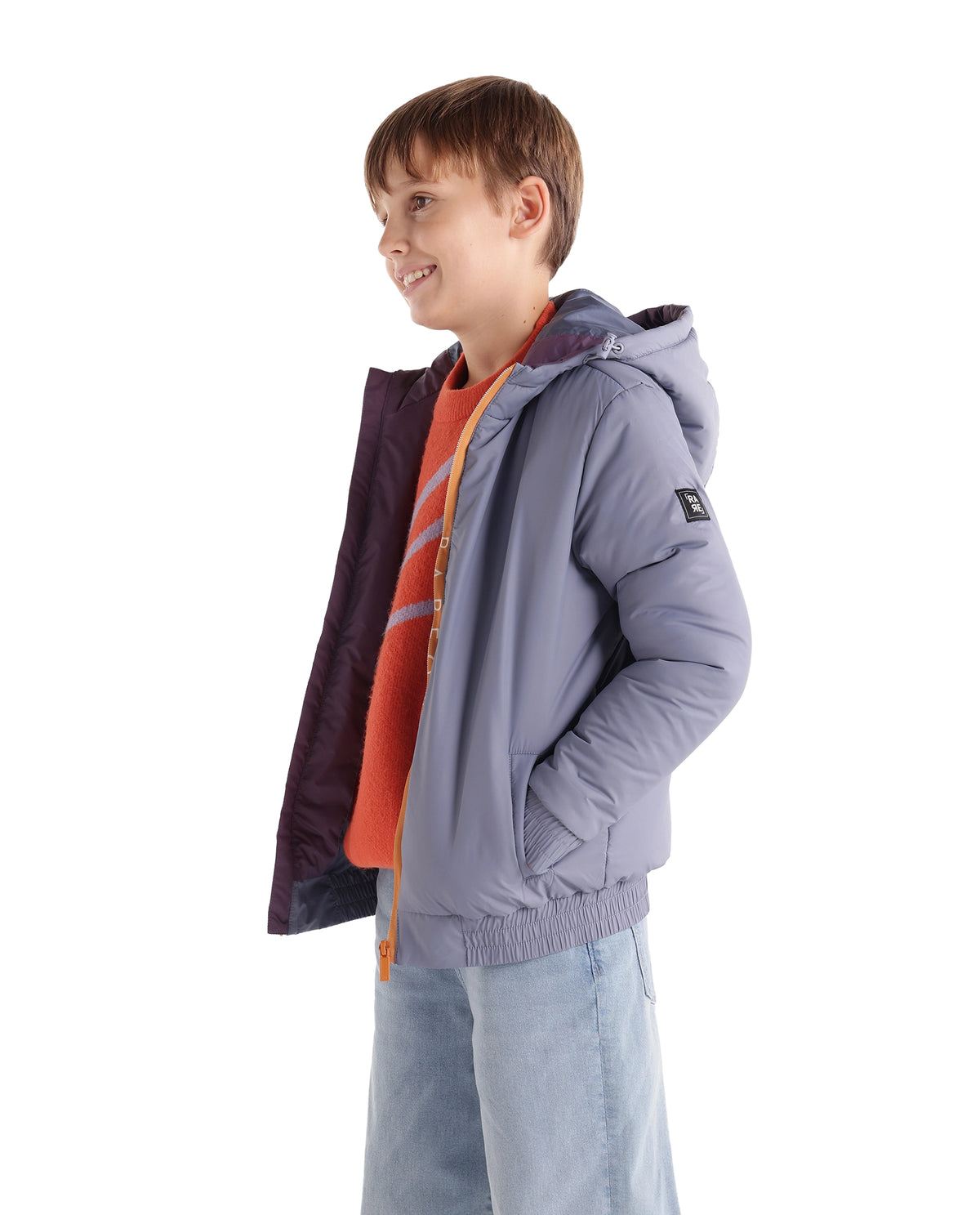Rare Ones Kids Cason Dusky Blue Polyester Hooded Regular Plain Jacket