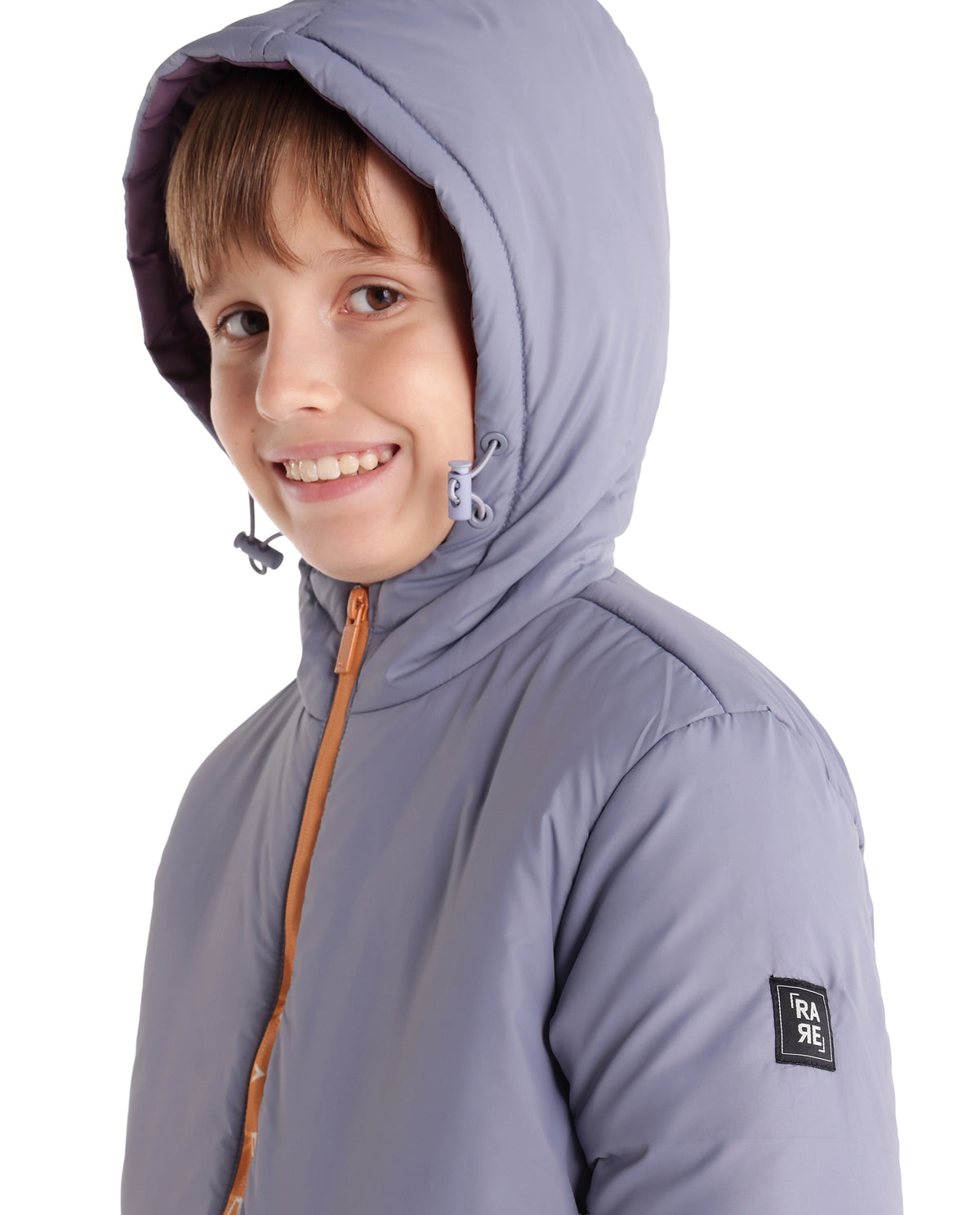 Rare Ones Kids Cason Dusky Blue Polyester Hooded Regular Plain Jacket