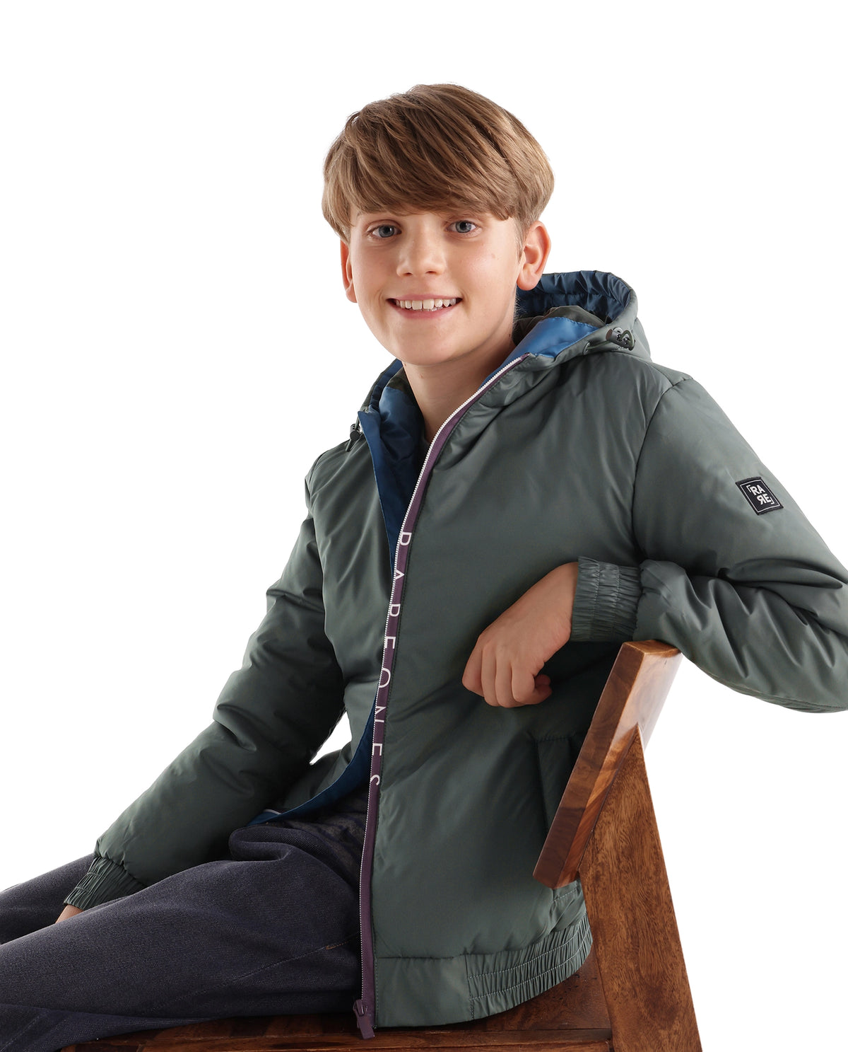 Rare Ones Kids Cason Olive Polyester Hooded Regular Plain Jacket