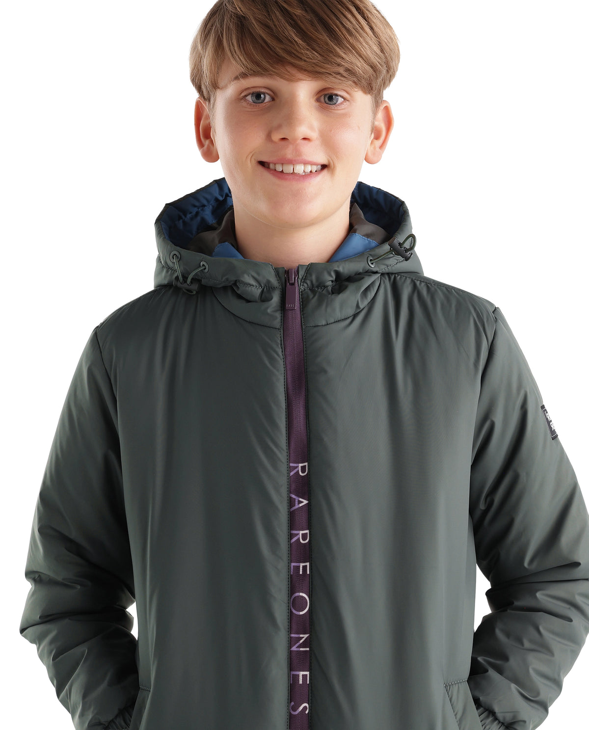 Rare Ones Kids Cason Olive Polyester Hooded Regular Plain Jacket