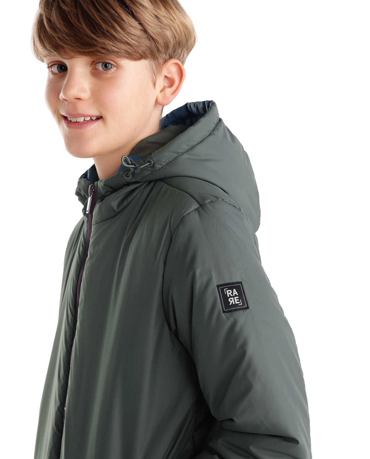 Rare Ones Kids Cason Olive Polyester Hooded Regular Plain Jacket