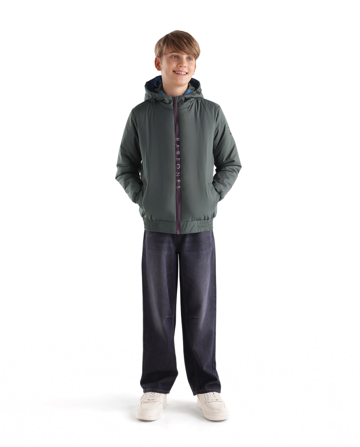 Rare Ones Kids Cason Olive Polyester Hooded Regular Plain Jacket