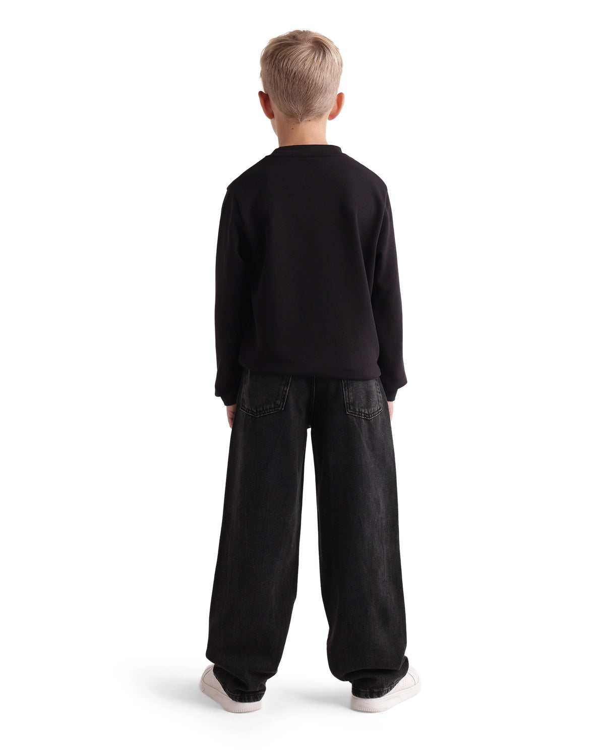 Rare Ones Kids Enom Grey Cotton Relaxed Plain Jeans