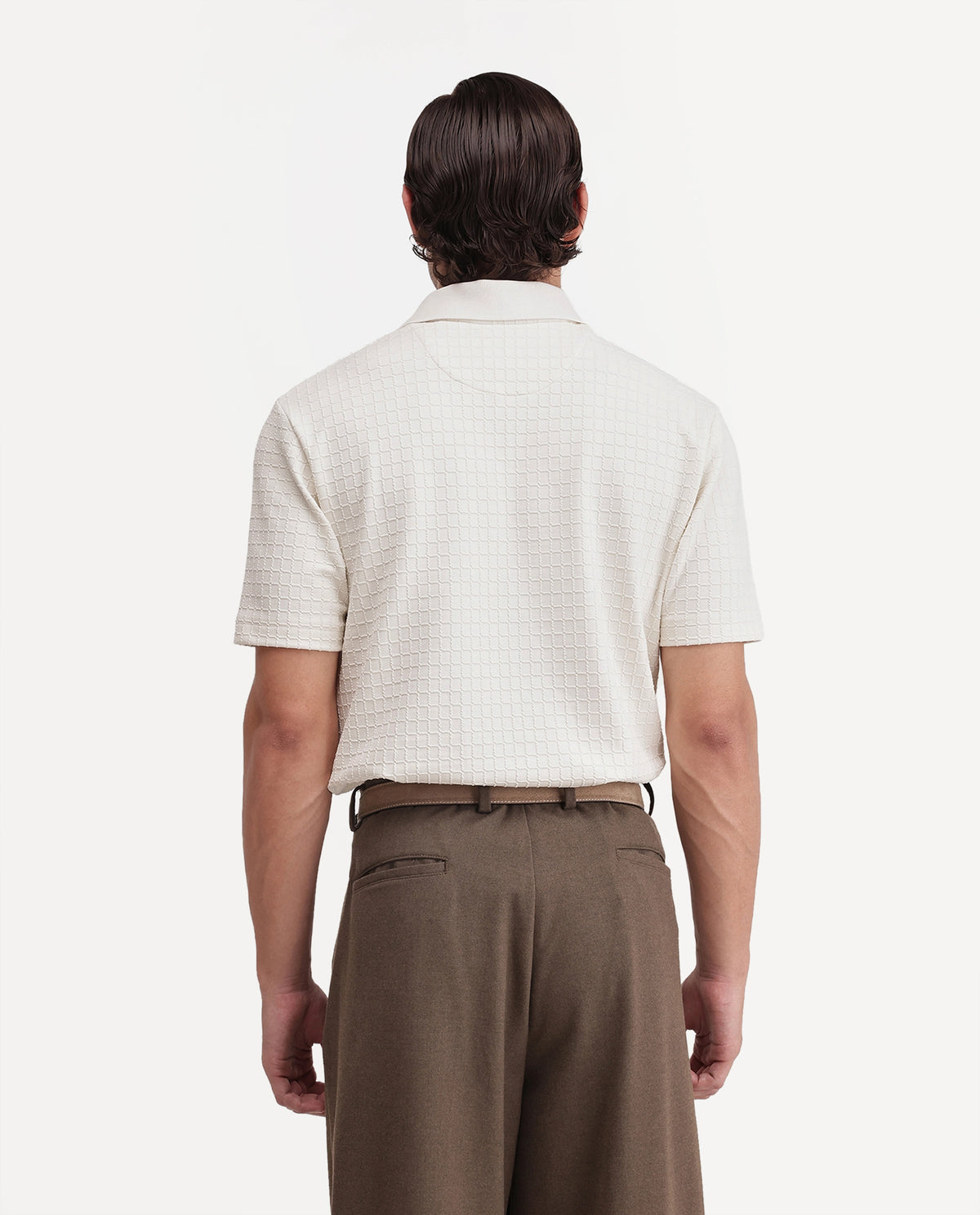Rare Rabbit Men Devor Off White Polyester Blend Jonny Collar Plain Regular Polo