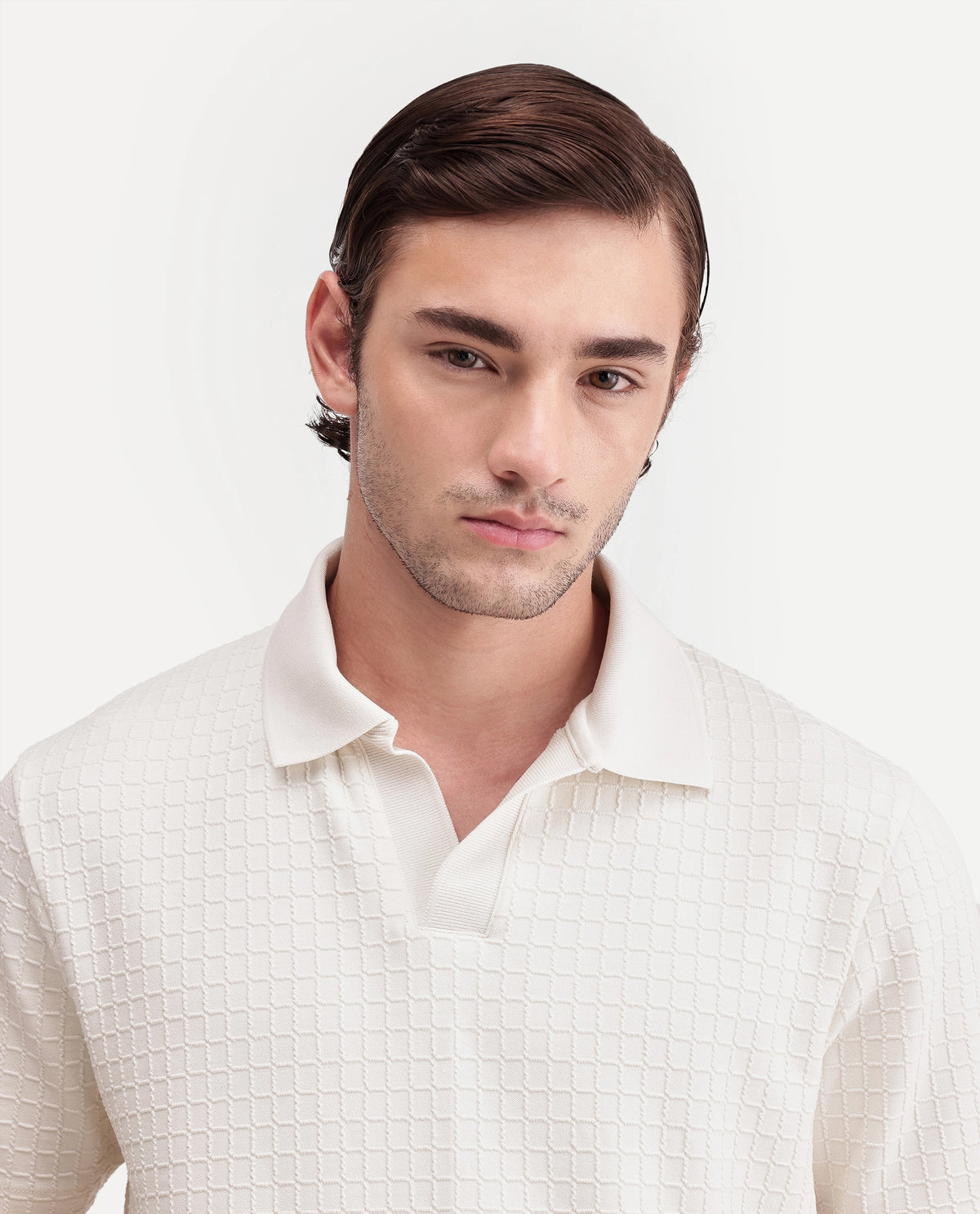 Rare Rabbit Men Devor Off White Polyester Blend Jonny Collar Plain Regular Polo