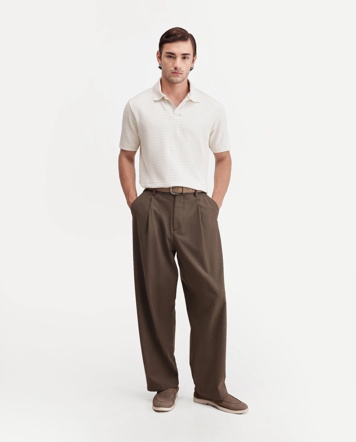 Rare Rabbit Men Devor Off White Polyester Blend Jonny Collar Plain Regular Polo