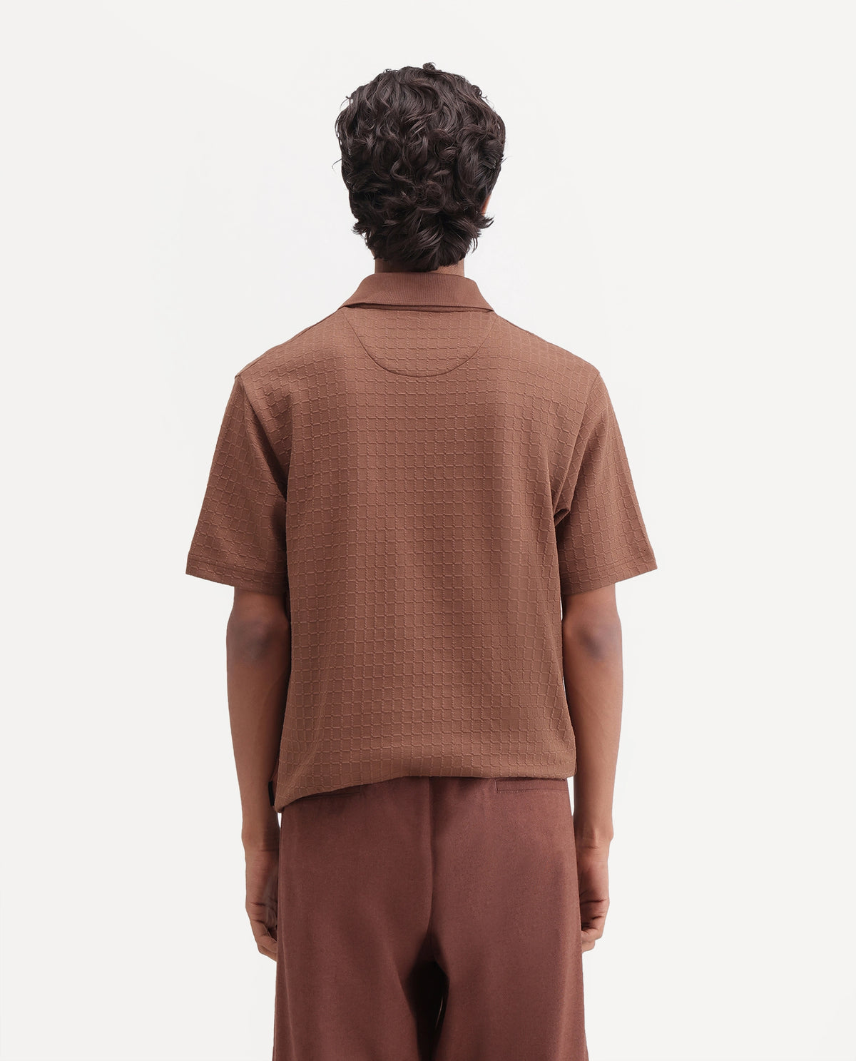 Rare Rabbit Men Devor Primary Brown Polyester Blend Jonny Collar Plain Regular Polo