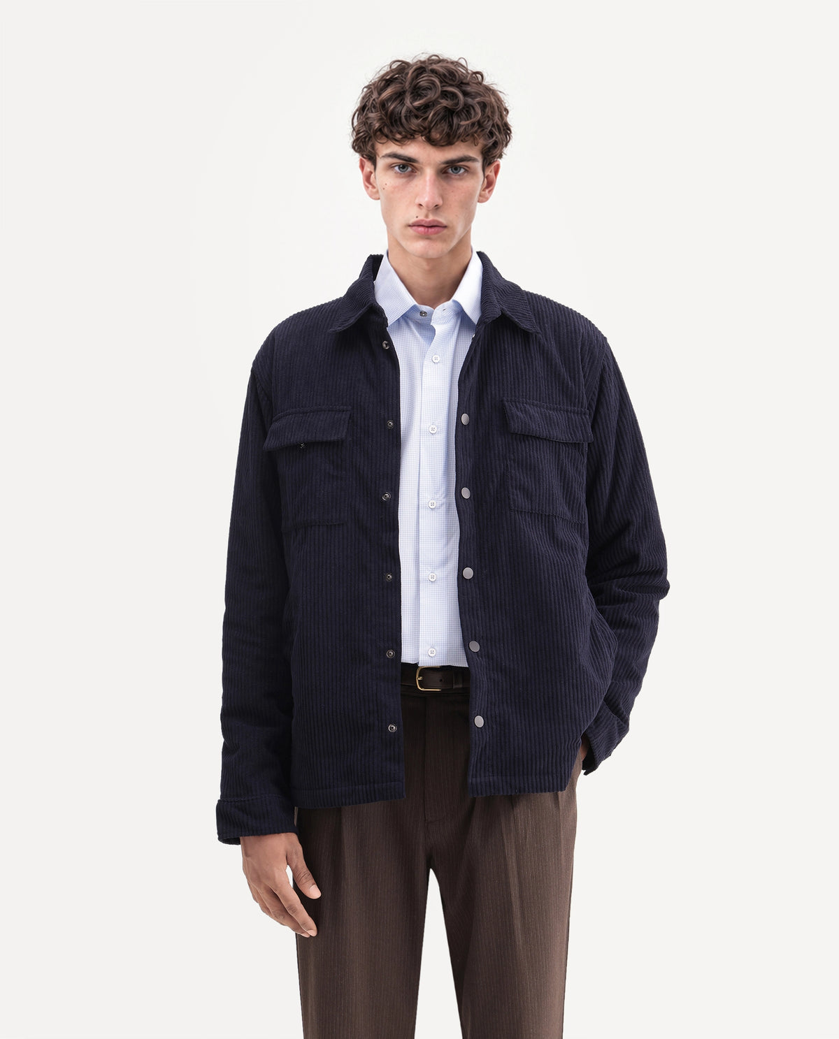 Rare Rabbit Men Liro Primary Navy Polyester Spread Collar Plain Regular Jacket