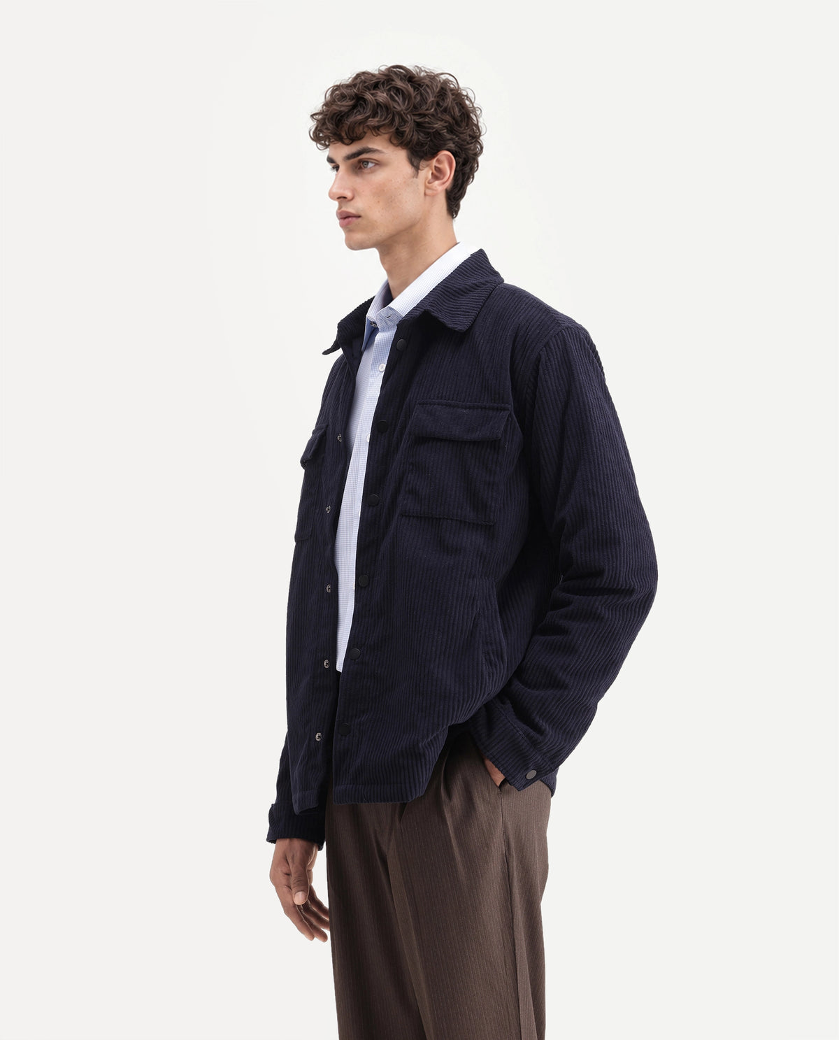 Rare Rabbit Men Liro Primary Navy Polyester Spread Collar Plain Regular Jacket