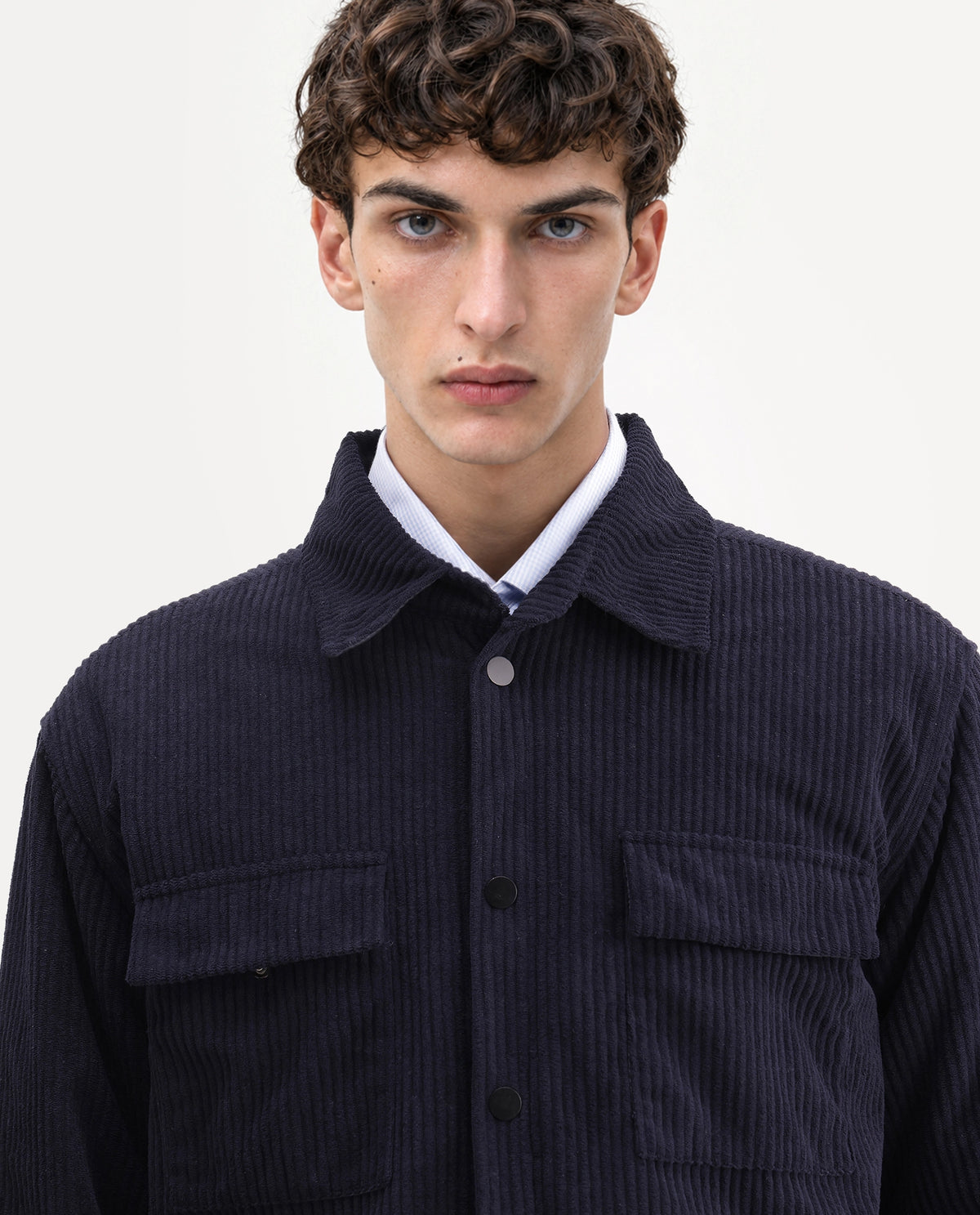 Rare Rabbit Men Liro Primary Navy Polyester Spread Collar Plain Regular Jacket