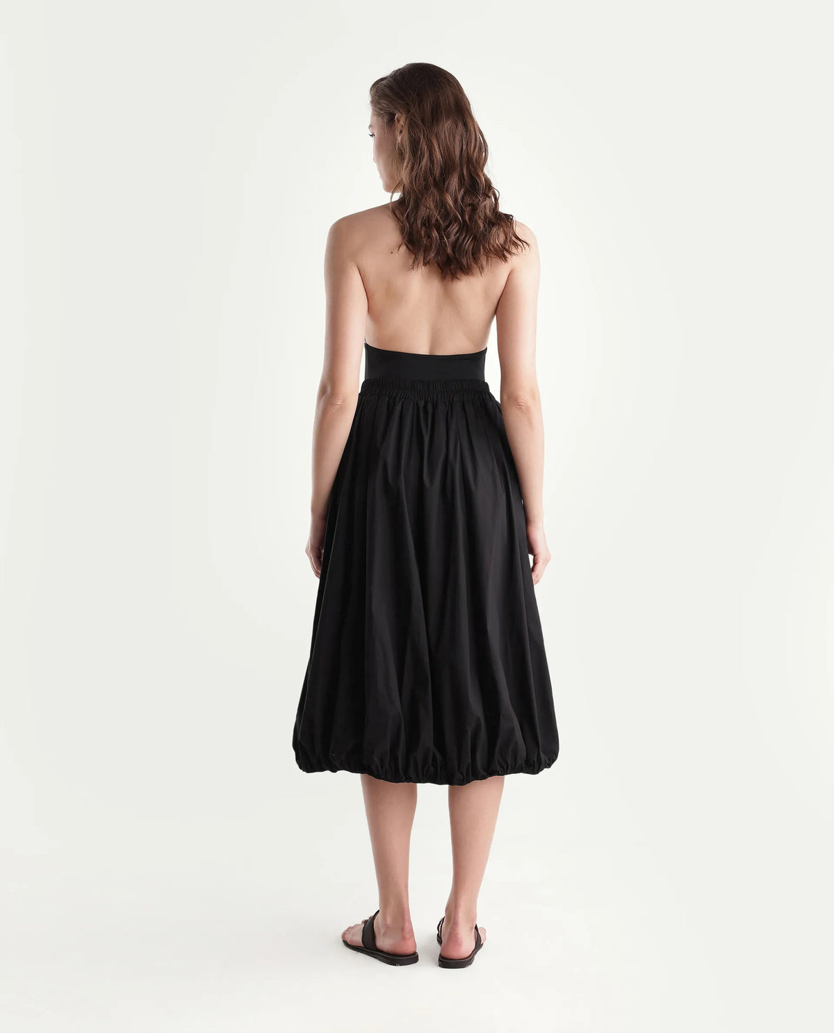 Rareism Women Onjara Primary Black Cotton Blend Plain Balloon Skirt