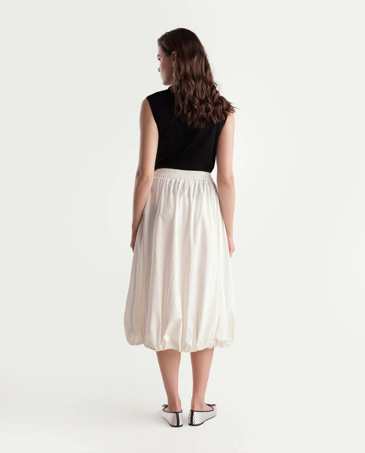 Rareism Women Onjara Primary Off White Cotton Blend Plain Balloon Skirt