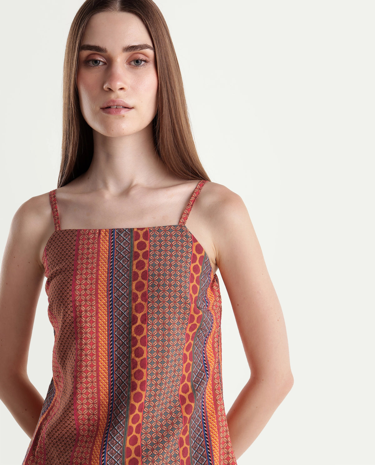 Rareism Womens Onflo-T Multi Viscose Blend Regular Printed Top