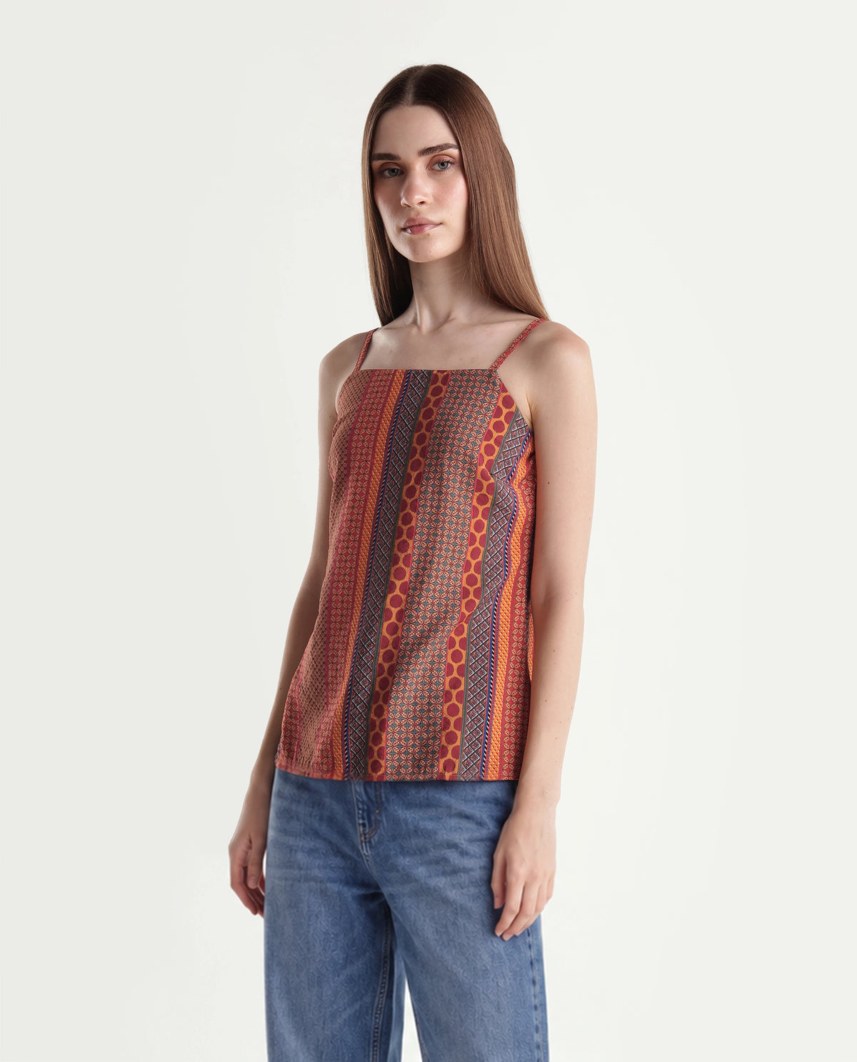 Rareism Womens Onflo-T Multi Viscose Blend Regular Printed Top