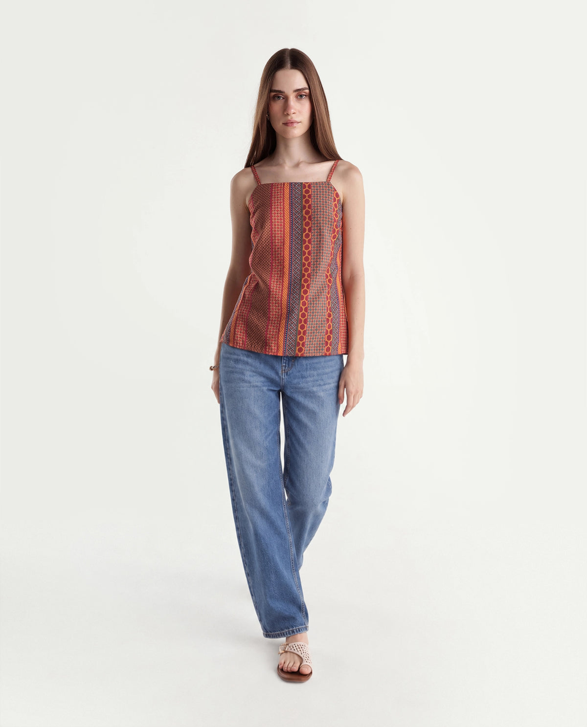 Rareism Womens Onflo-T Multi Viscose Blend Regular Printed Top