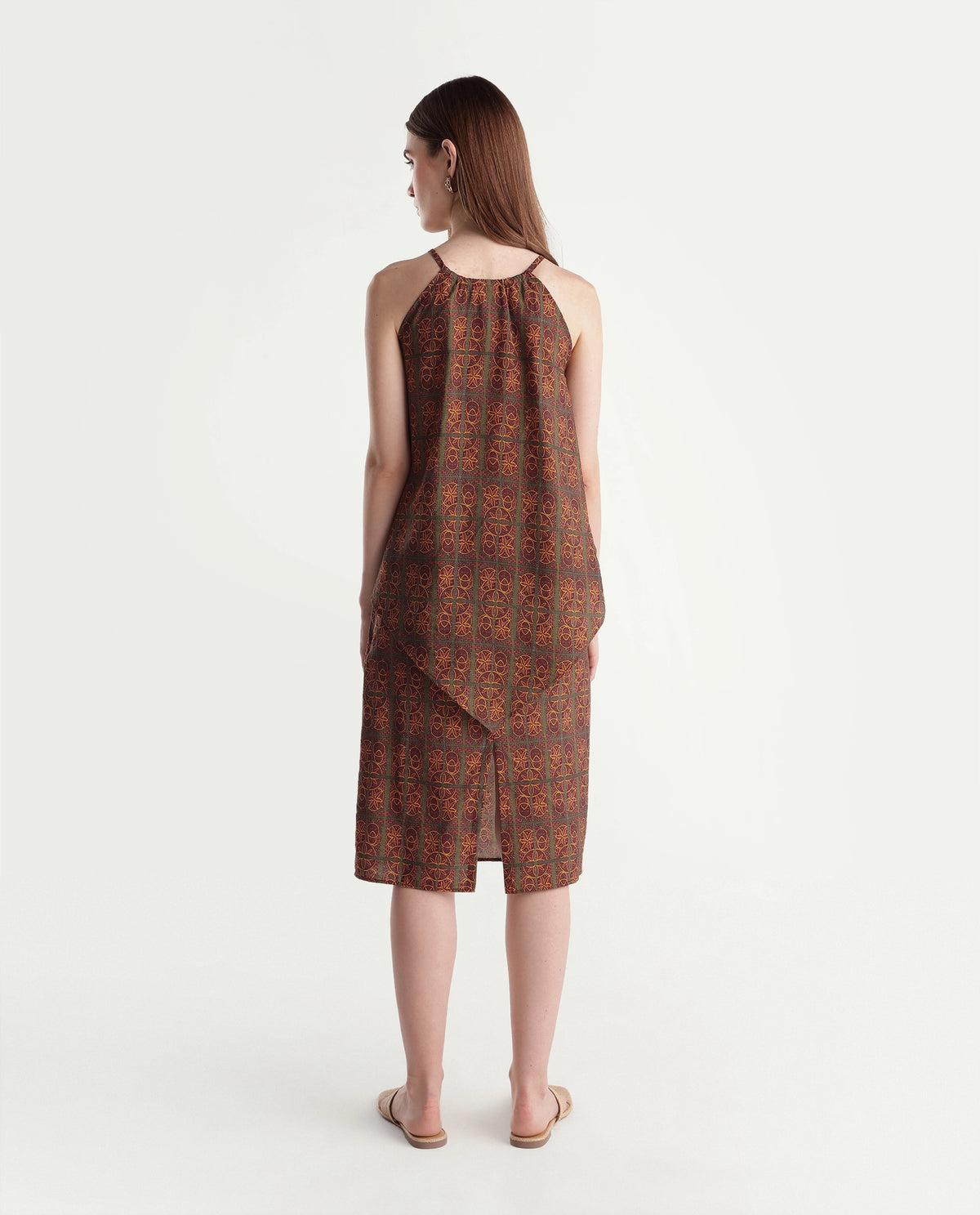 Rareism Womens Onfojo Mustard Viscose Blend Straight Ornamental Print Skirt
