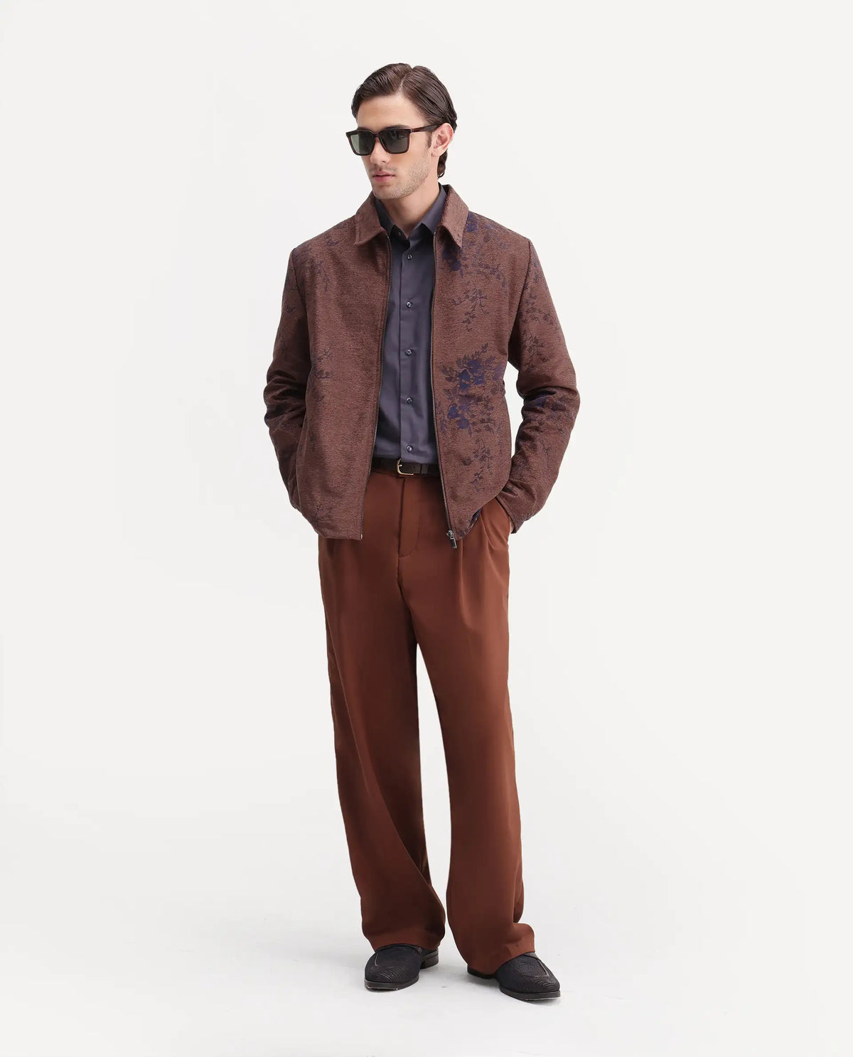 Rare Rabbit Mens Riva Dusky Red Cotton Blend Spread Collar Regular Plain Jacket