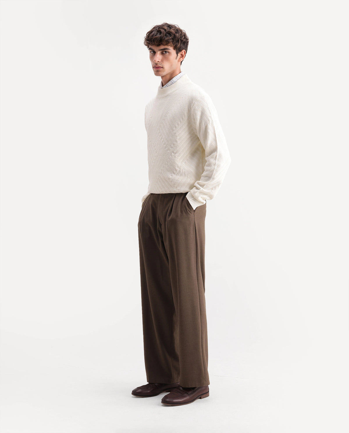 Rare Rabbit Mens Zirl Off White Acrylic Pull-On Regular Jacquard Sweater