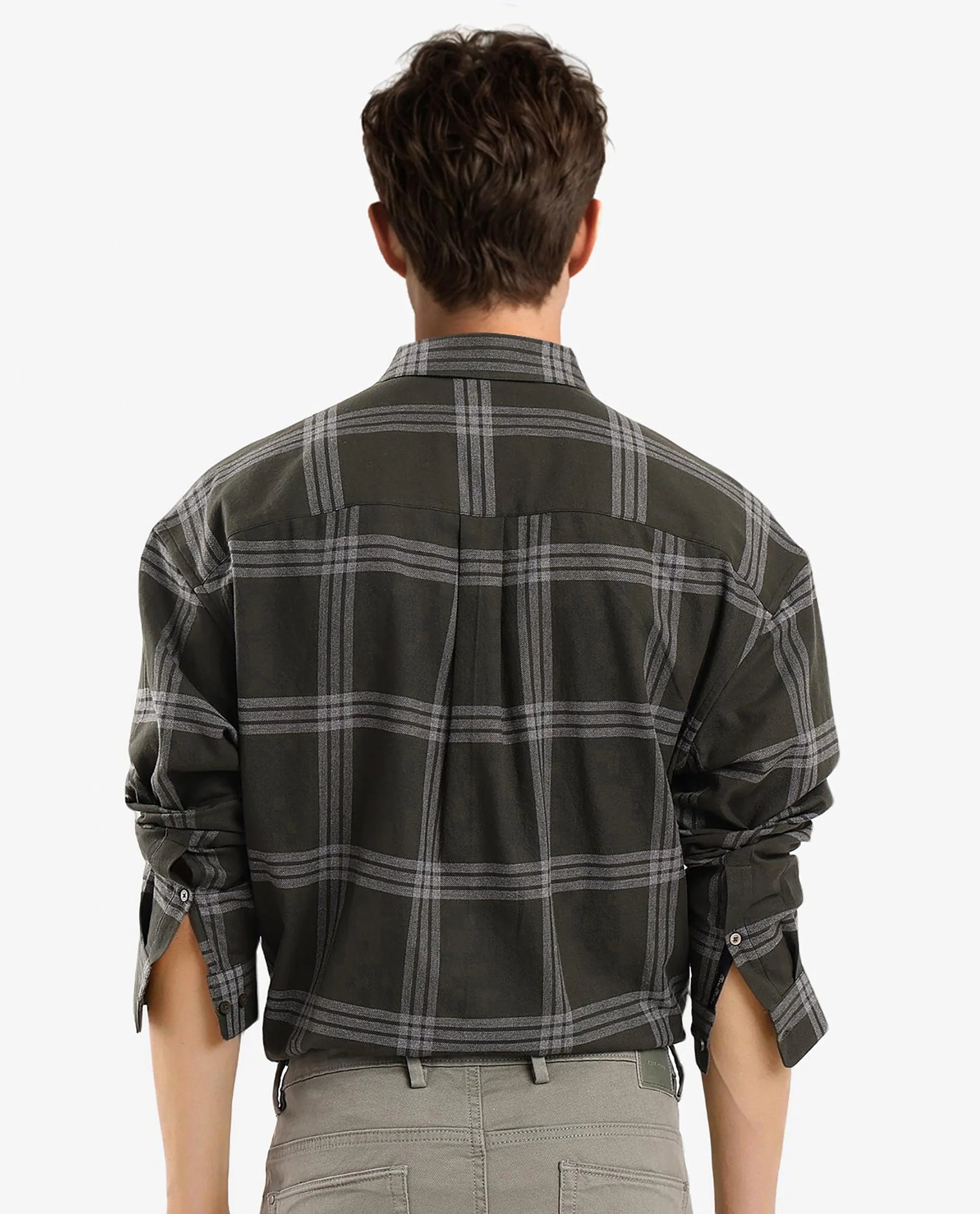 Rare Rabbit Men Russ Dark Green Full Sleeve Regular Collar Button Closure Regular Fit Checks Shirt