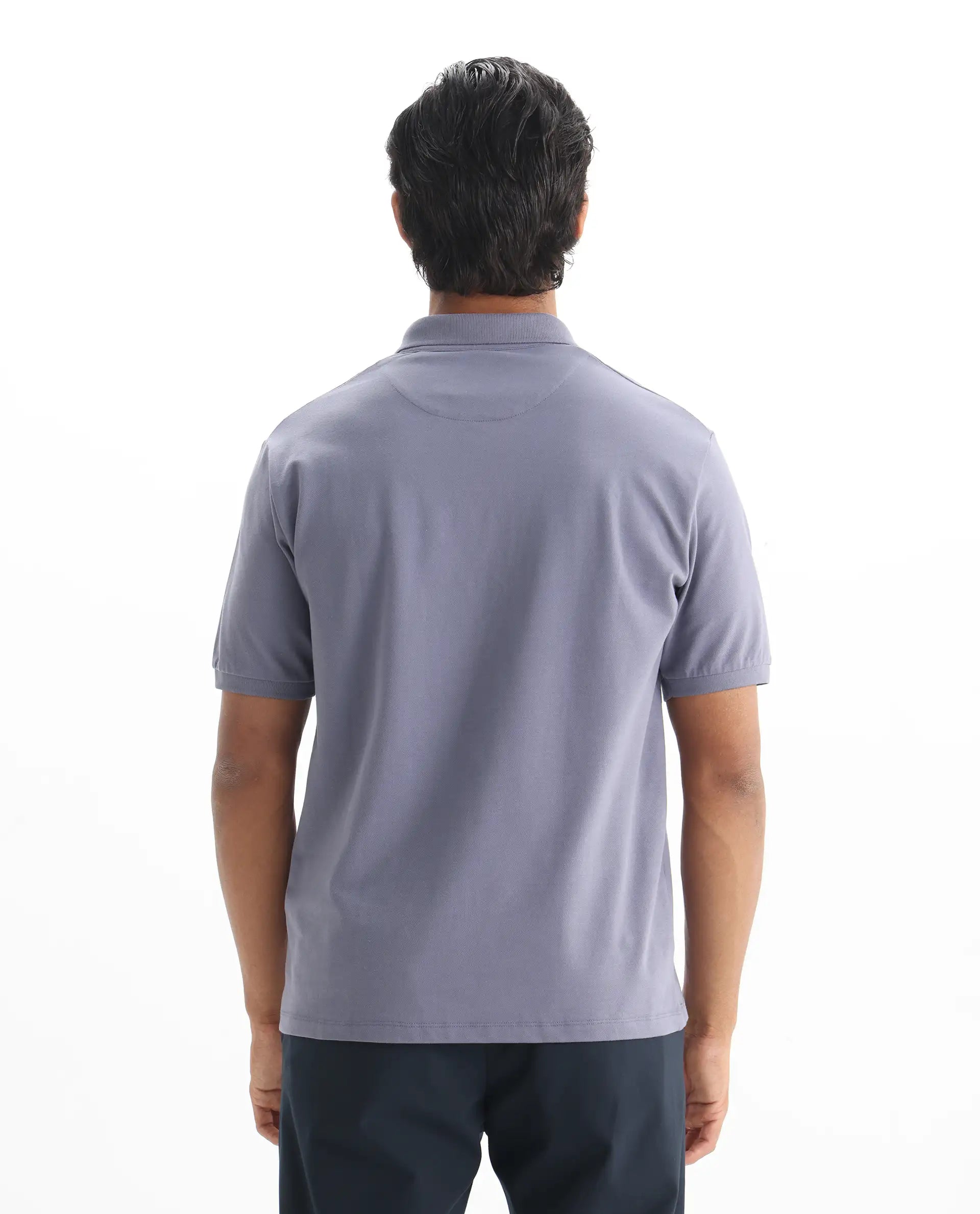 Rare Rabbit Men's Salis-2 Dusky Purple Cotton Plain Regular Fit Half Sleeve Polo