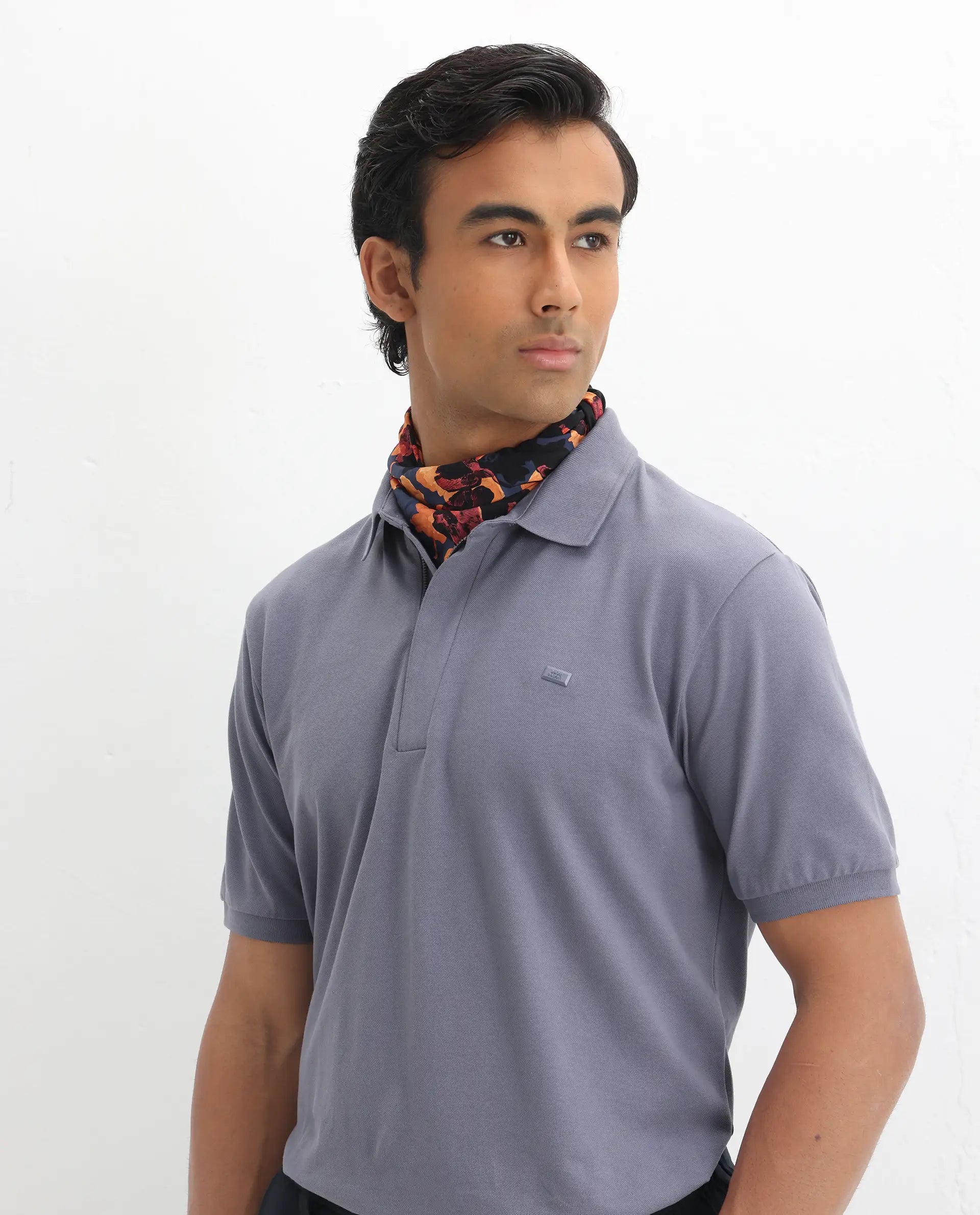 Rare Rabbit Men's Salis-2 Dusky Purple Cotton Plain Regular Fit Half Sleeve Polo