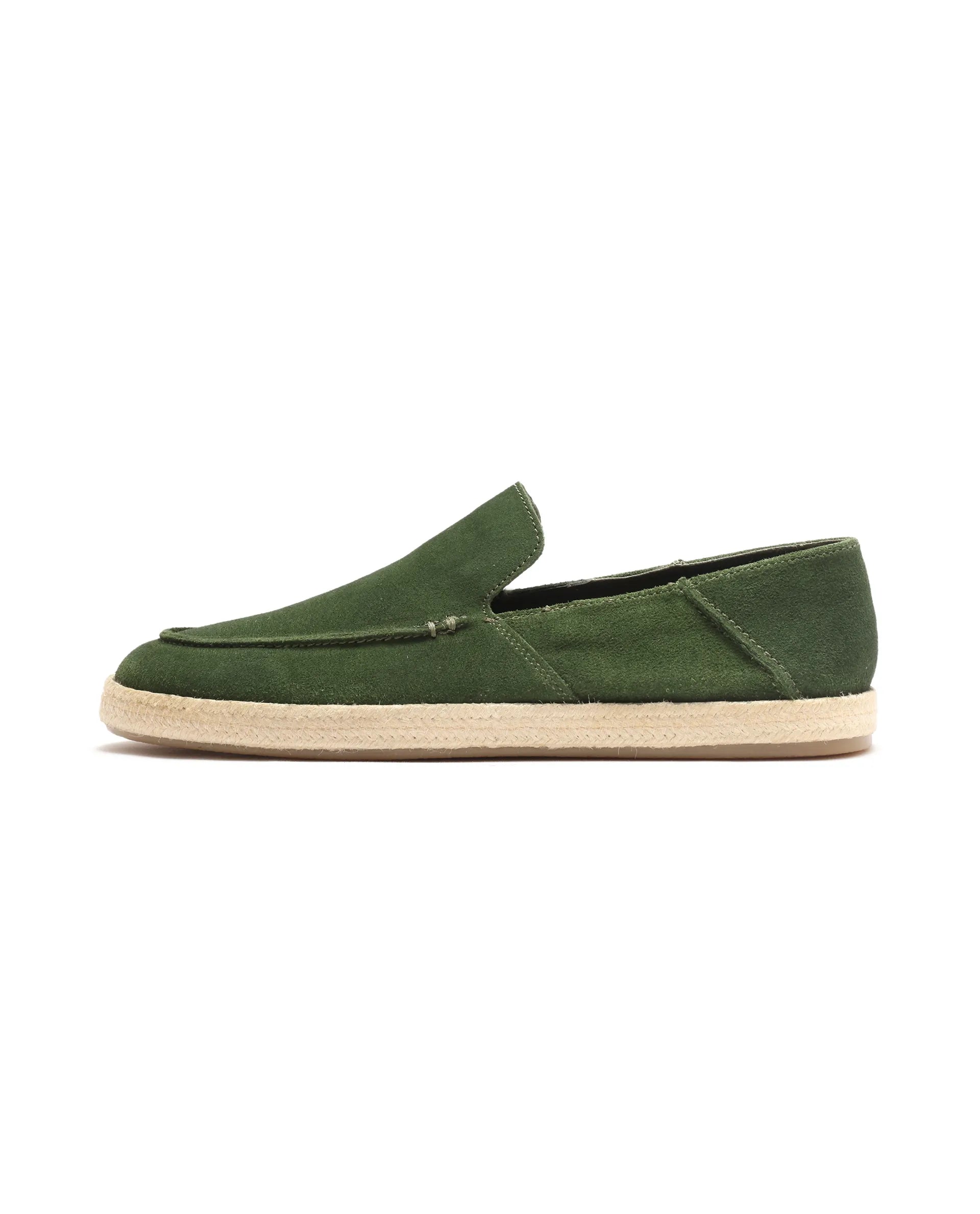 Rare Rabbit Men Havana Emerald Green Suede Leather Slip-On Closure Shoes