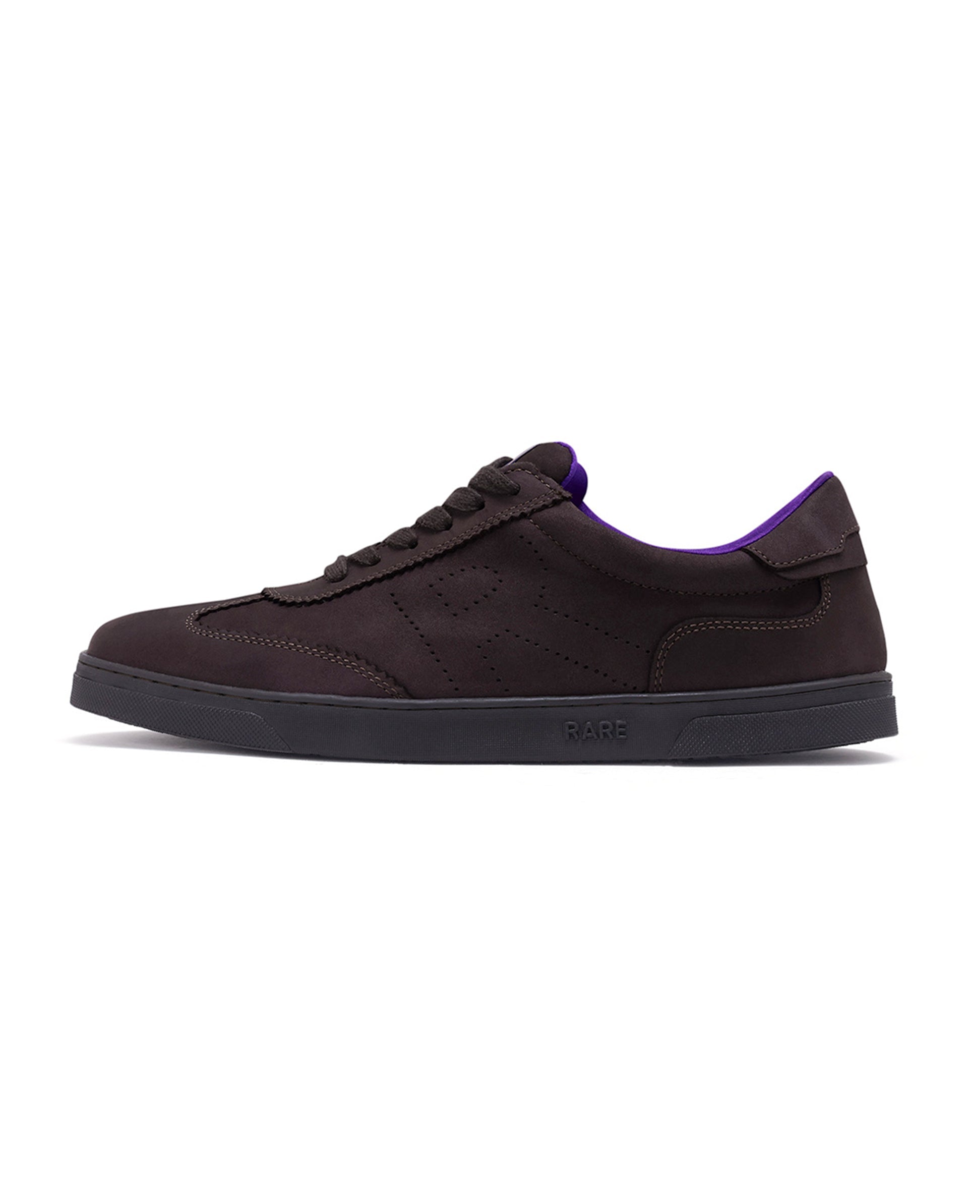 Rare Rabbit Men's Magellan Dark Purple Premium Nubuck Lace Up Low Top Round Toe Sneaker Shoes