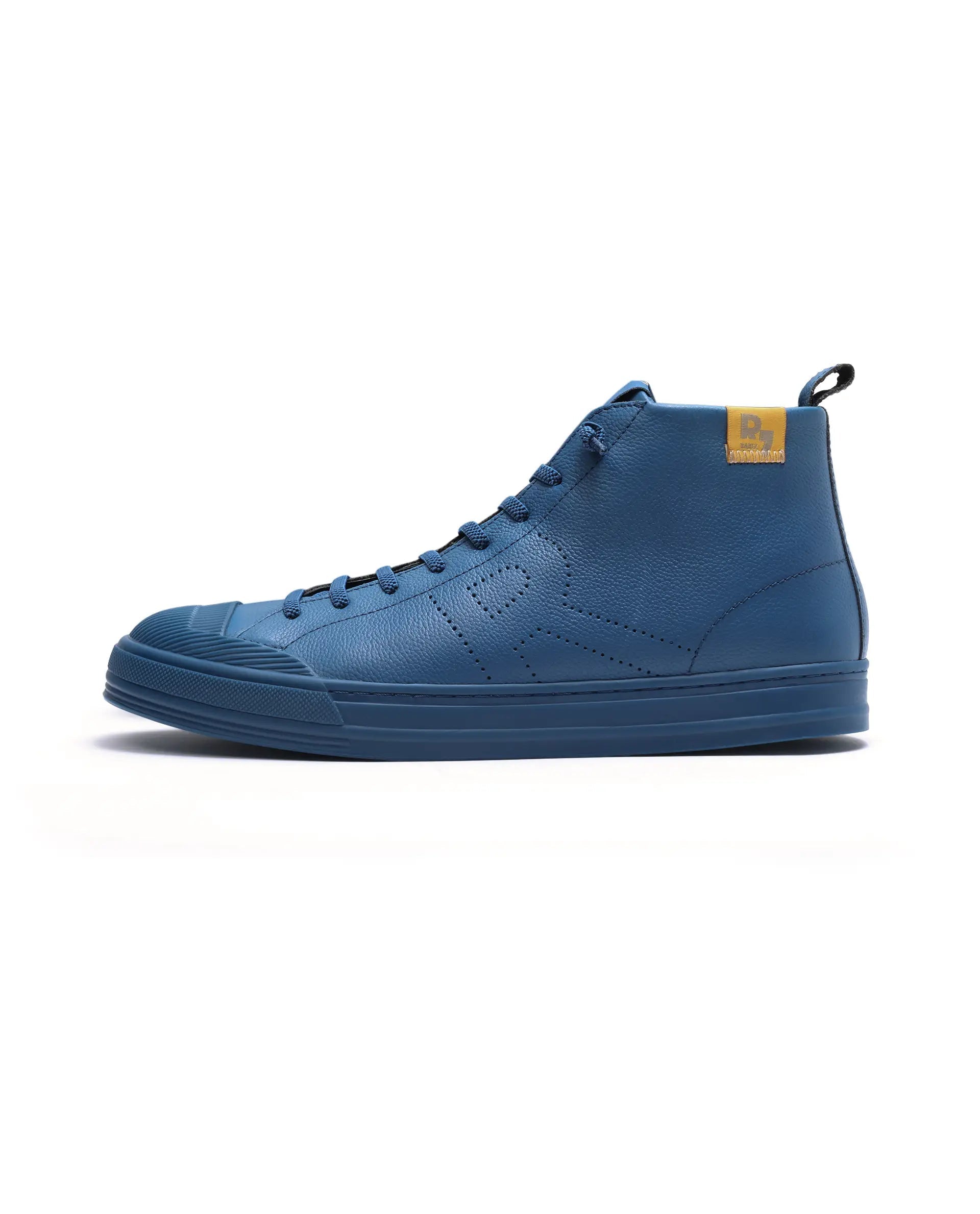 Rare Rabbit Men Sauron Hi Pro Blue Leather Lace-Up Closure Sneaker
