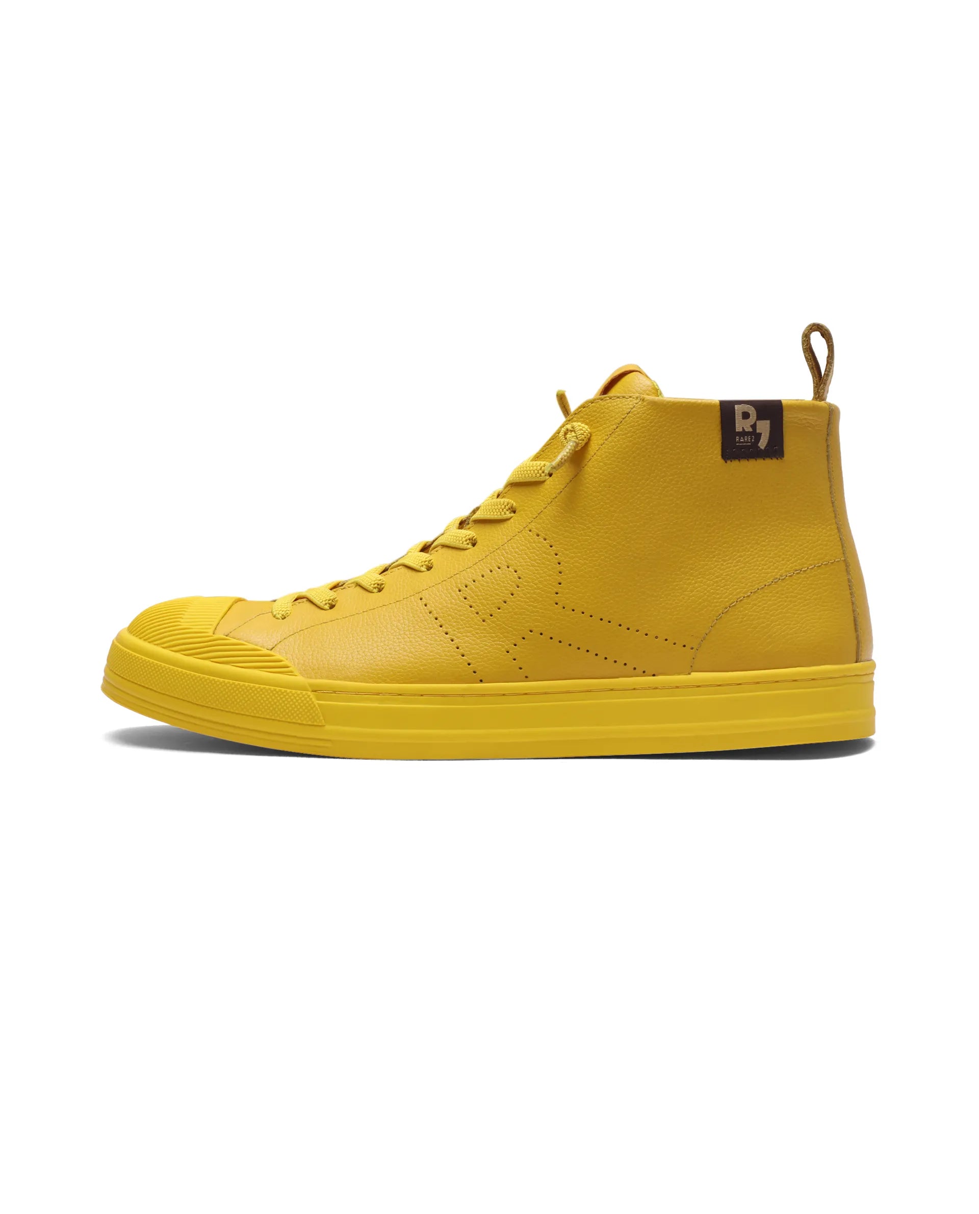 Rare Rabbit Men's Sauron Hi Pro Yellow Leather Lace-Up Closure Sneaker