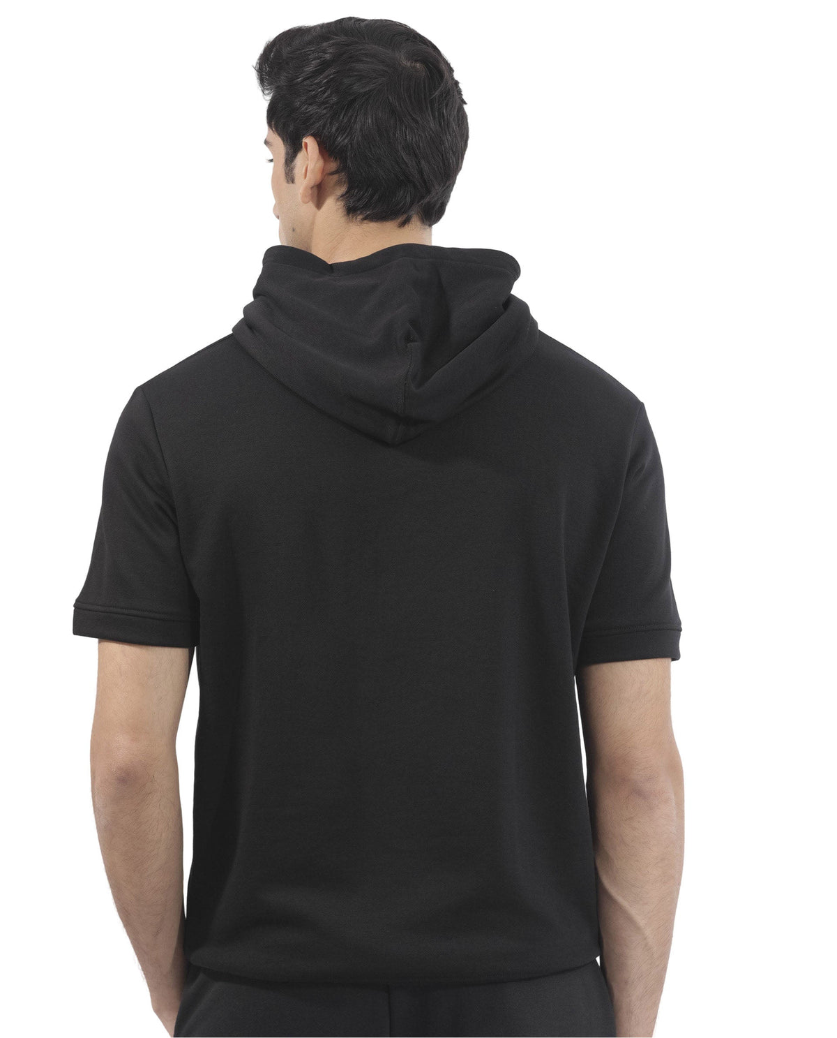 Rare Rabbit Mens Shood Black Sweatshirt Short Sleeve Hooded Solid