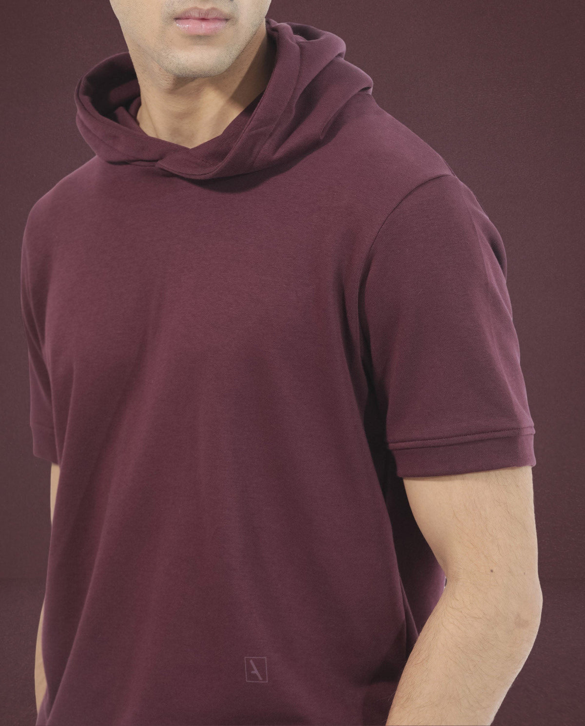 Rare Rabbit Mens Shood Maroon Sweatshirt Short Sleeve Hooded Solid