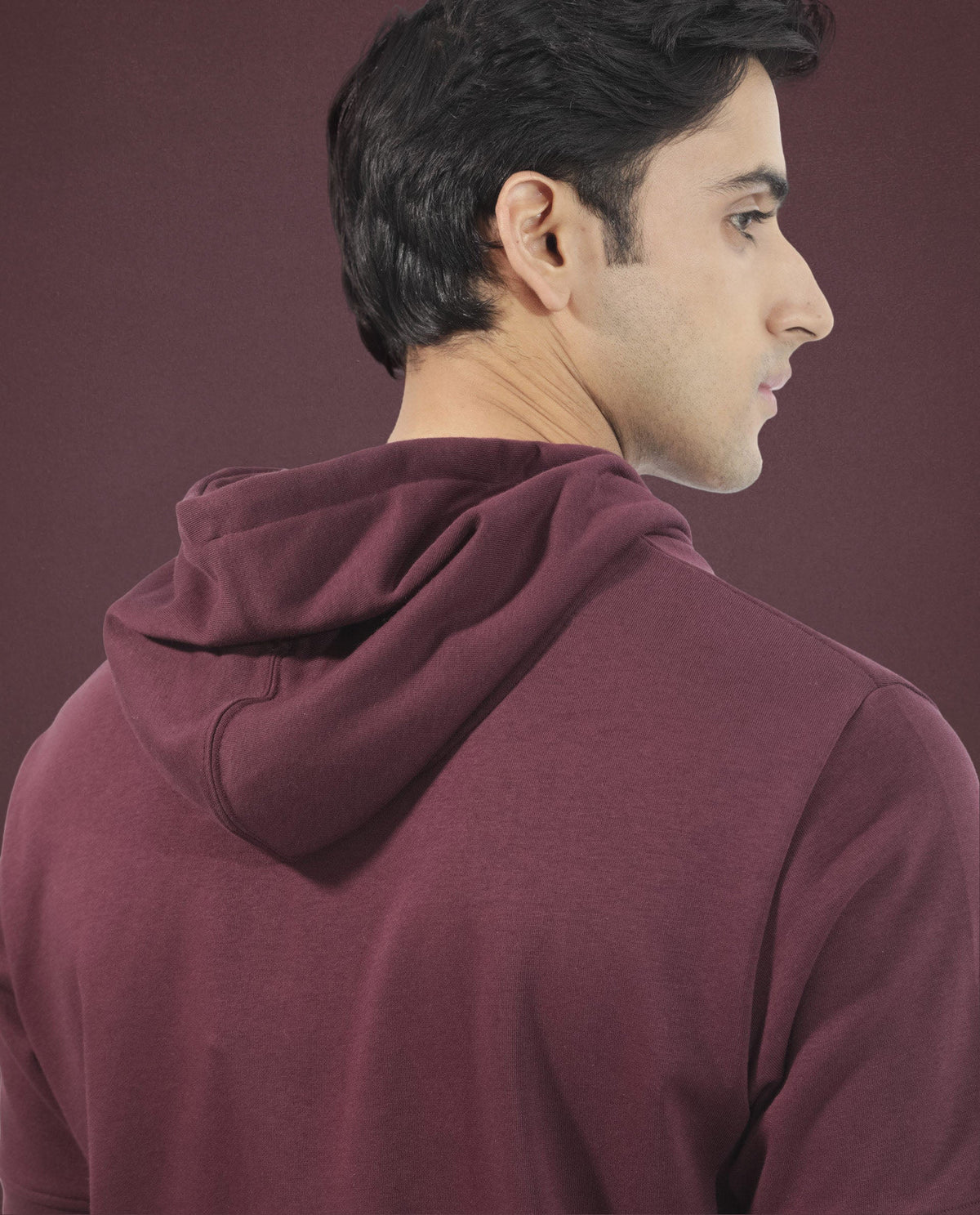 Rare Rabbit Mens Shood Maroon Sweatshirt Short Sleeve Hooded Solid