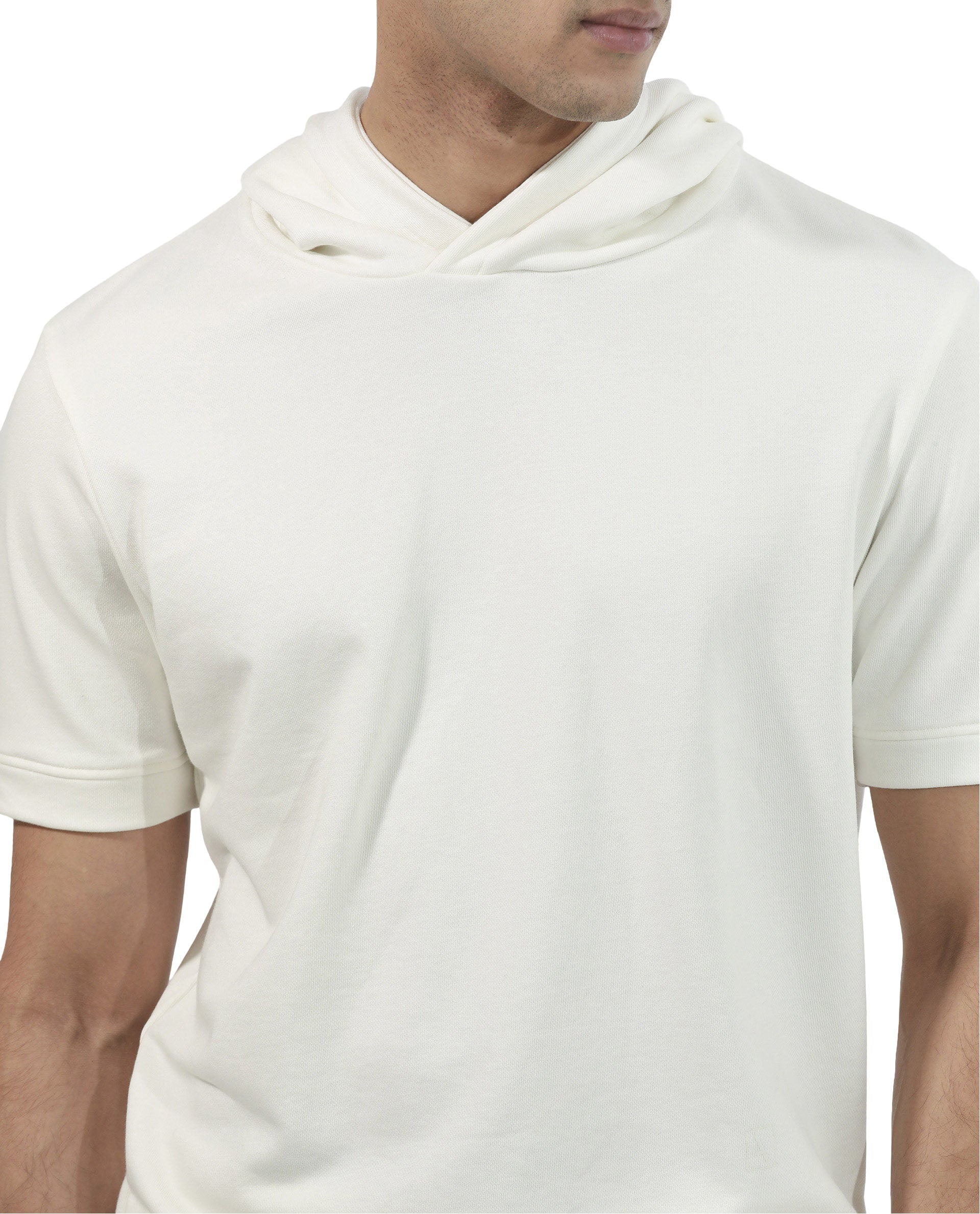 Rare Rabbit Mens Shood Off White Sweatshirt Short Sleeve Hooded Solid