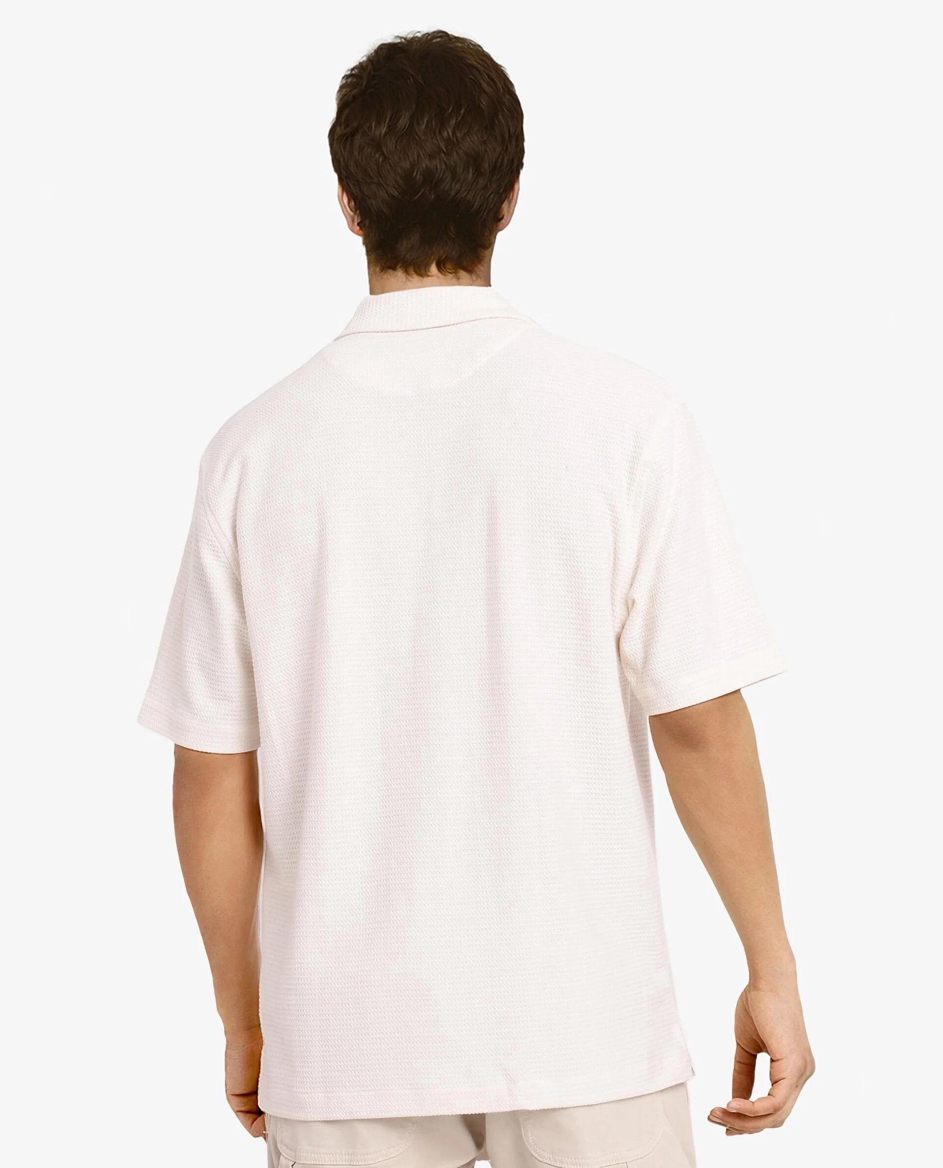 Rare Rabbit Men Site Ss Off White Short Sleeve Collared Neck Button Closure Regular Fit Plain Shirt
