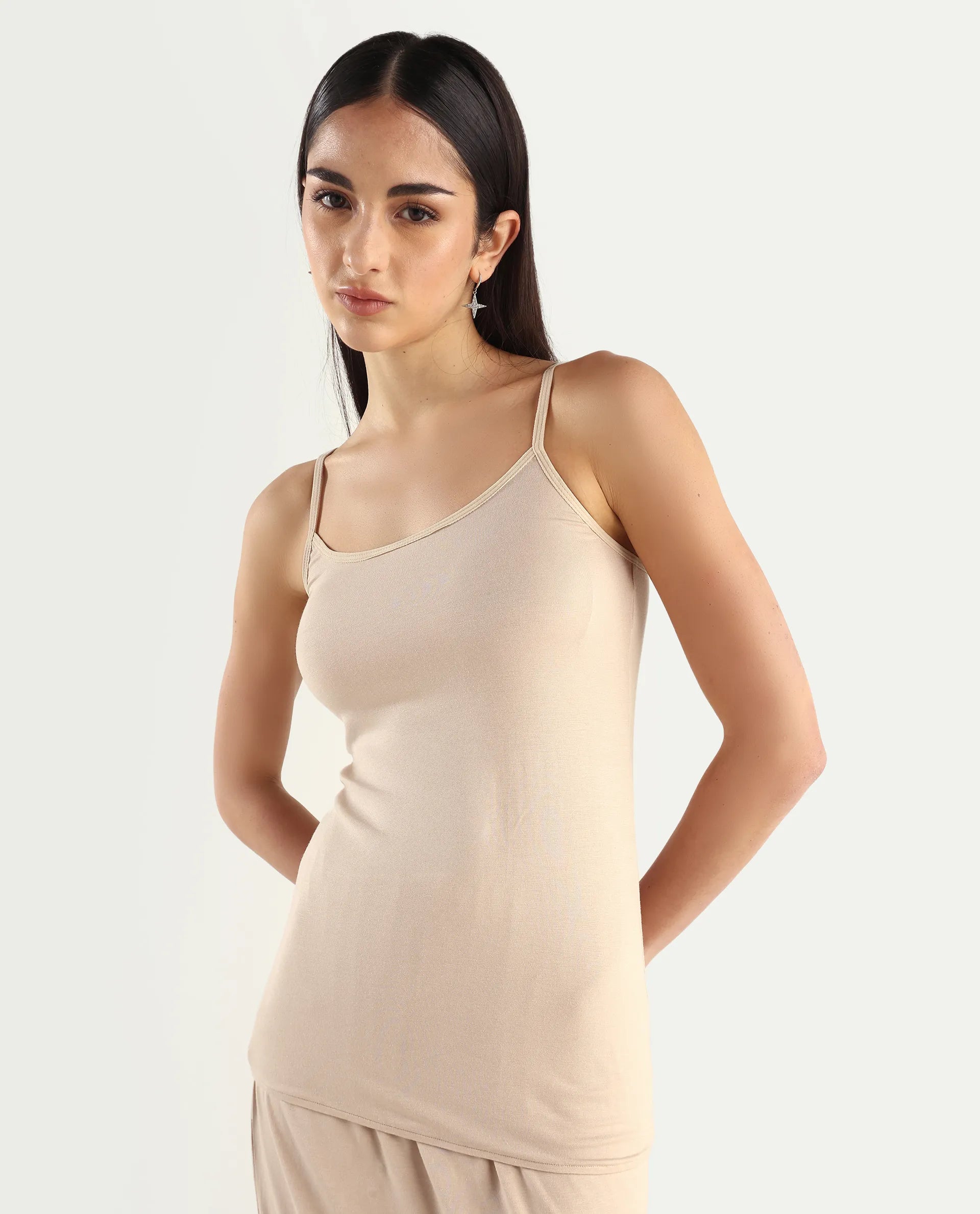 Rareism Women's Slipon Beige Shoulder Strap Plain Shoulder Strap Regular Fit Inner Wear