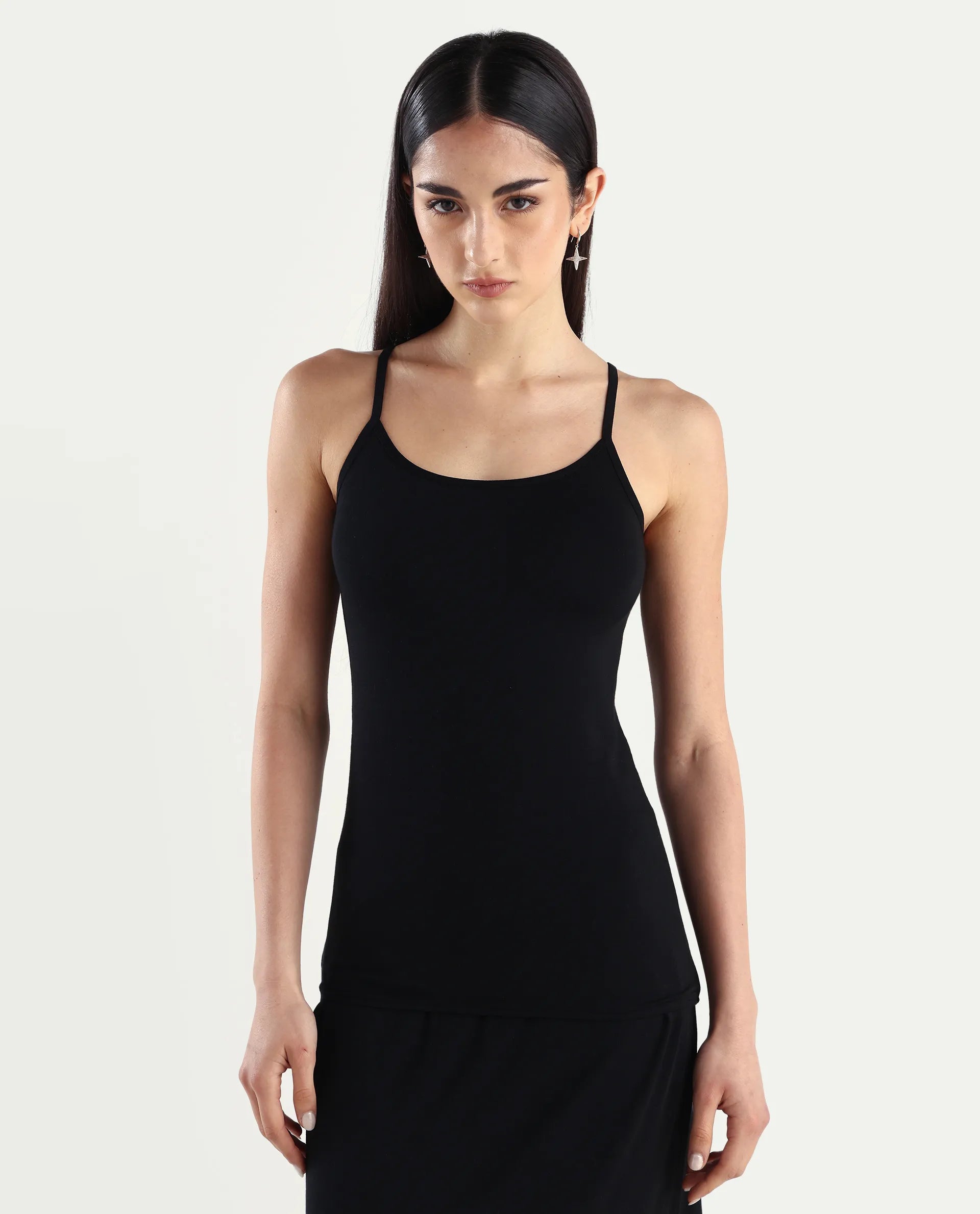 Rareism Women's Slipon Black Shoulder Strap Plain Shoulder Strap Regular Fit Inner Wear