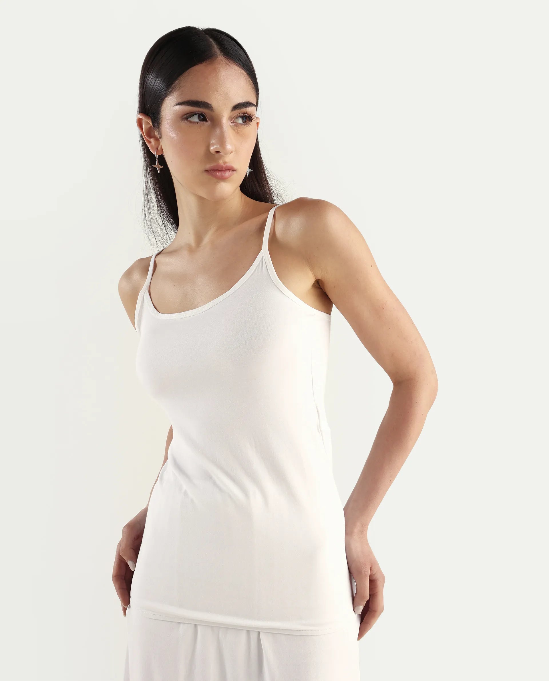 Rareism Women's Slipon White Shoulder Strap Plain Shoulder Strap Regular Fit Inner Wear