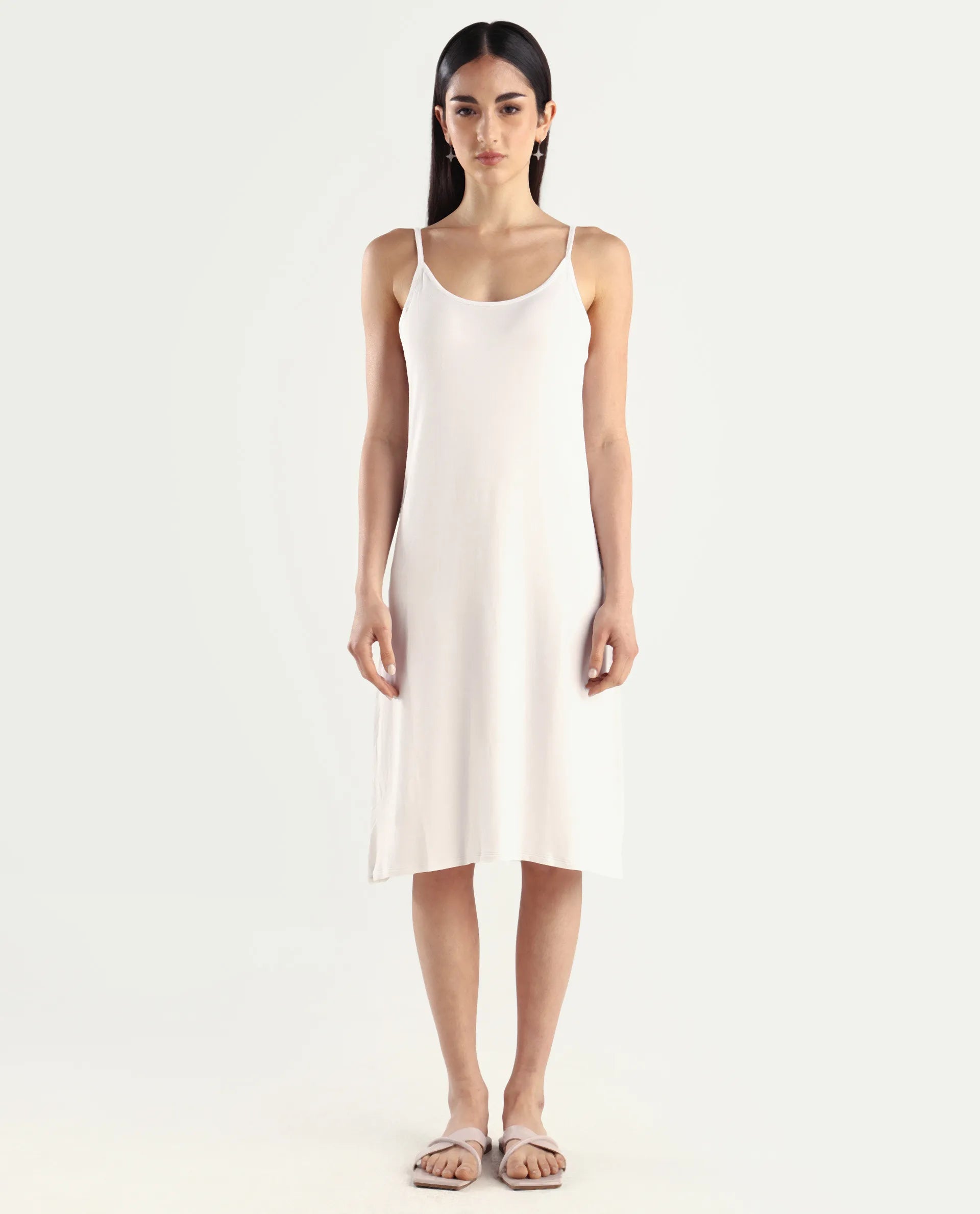 Rareism Women's Slippy White Shoulder Strap Plain Shoulder Strap Mini Straight Fit Inner Wear