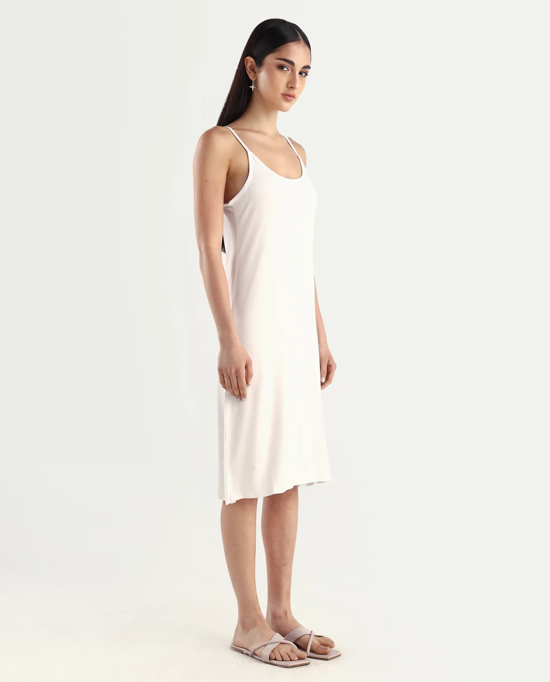 Rareism Women's Slippy White Shoulder Strap Plain Shoulder Strap Mini Straight Fit Inner Wear