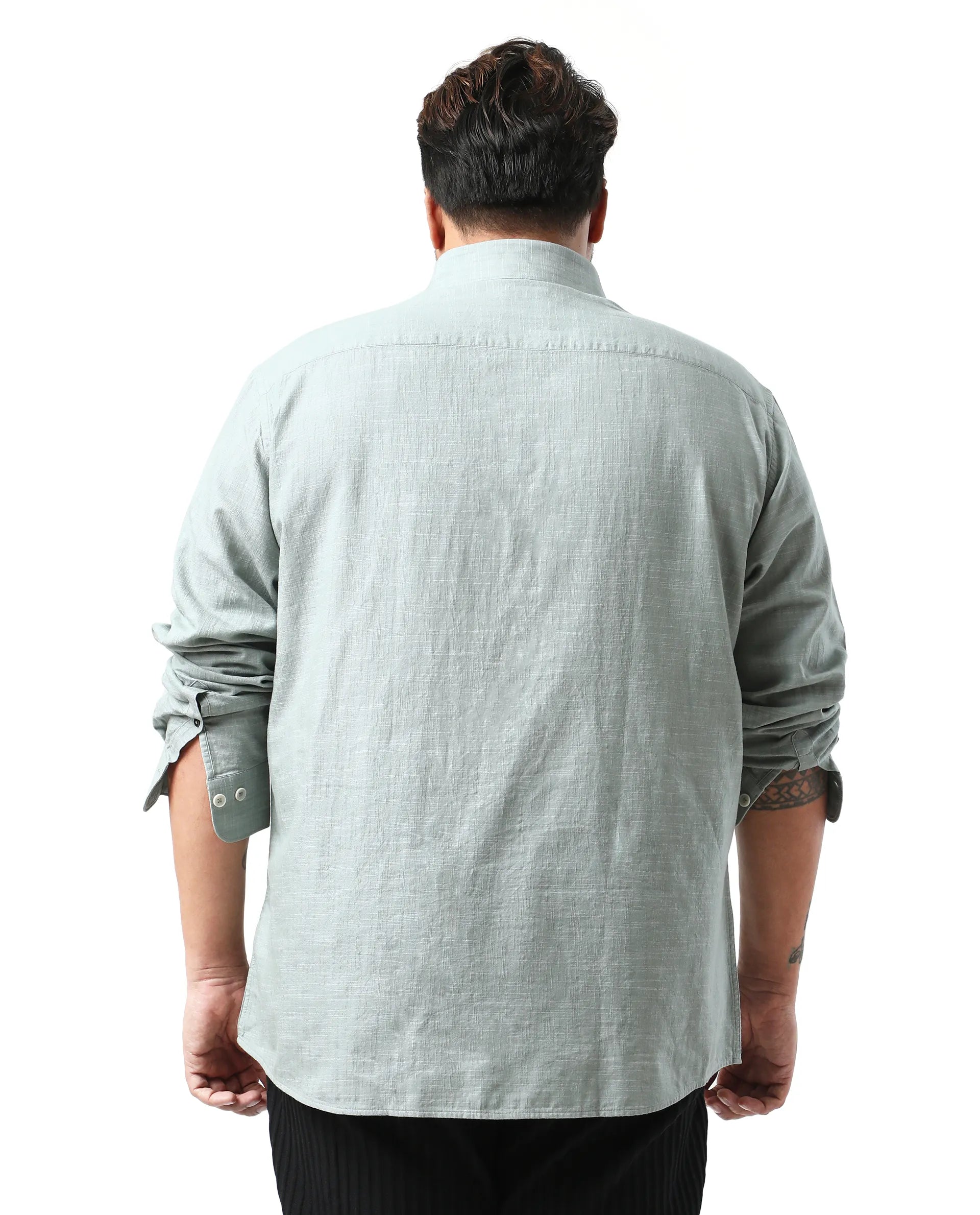 Rare Rabbit Men's Sluz Big Sage Cotton Fabric Full Sleeves Collared Neck Button Closure Checks Shirt