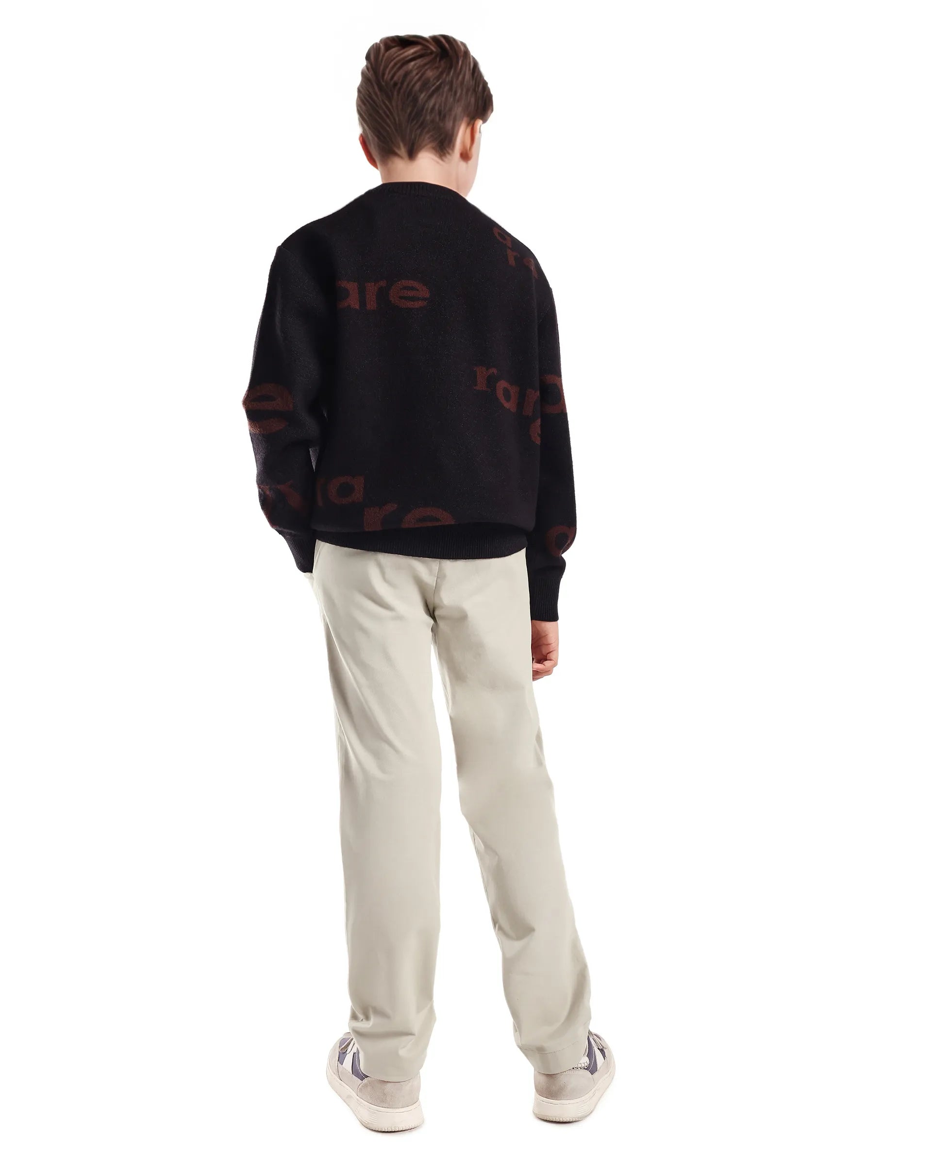 Rare Ones Kids Smart-K Light Beige Cotton Blend Solid Button And Zipper Closure Regular Fit Trouser