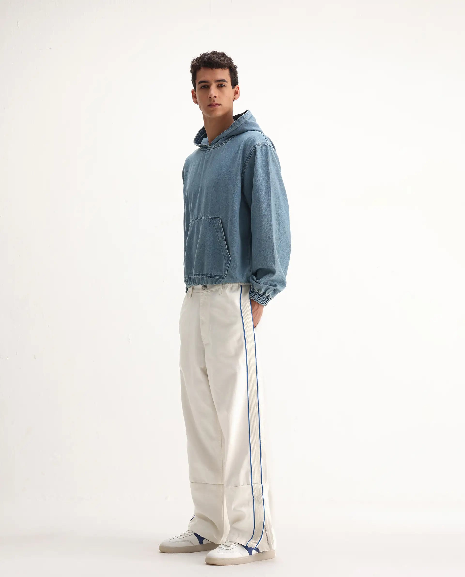 Rare Rabbit Men's Cotton Plain Baggy Fit Jeans