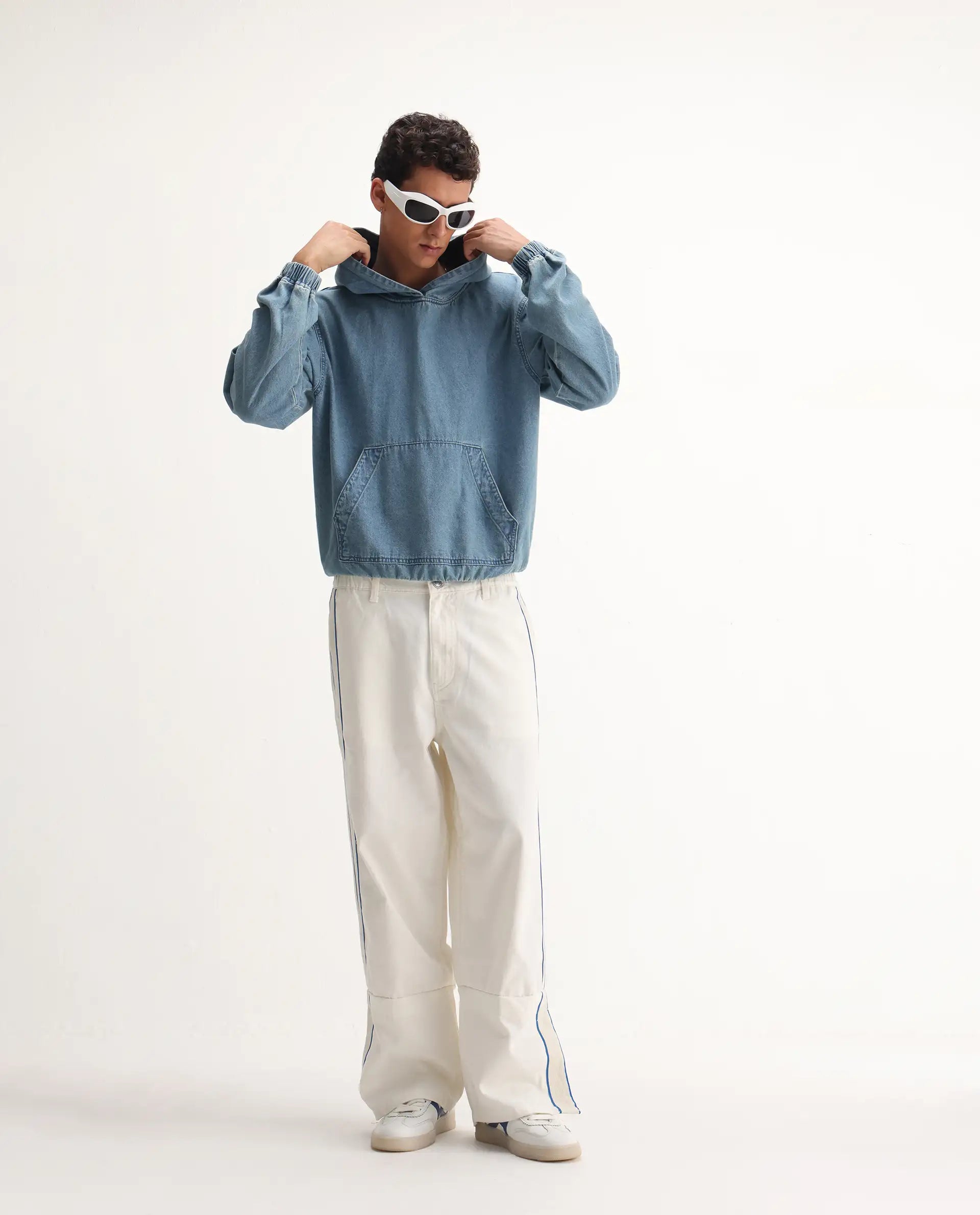 Rare Rabbit Men's Cotton Plain Baggy Fit Jeans