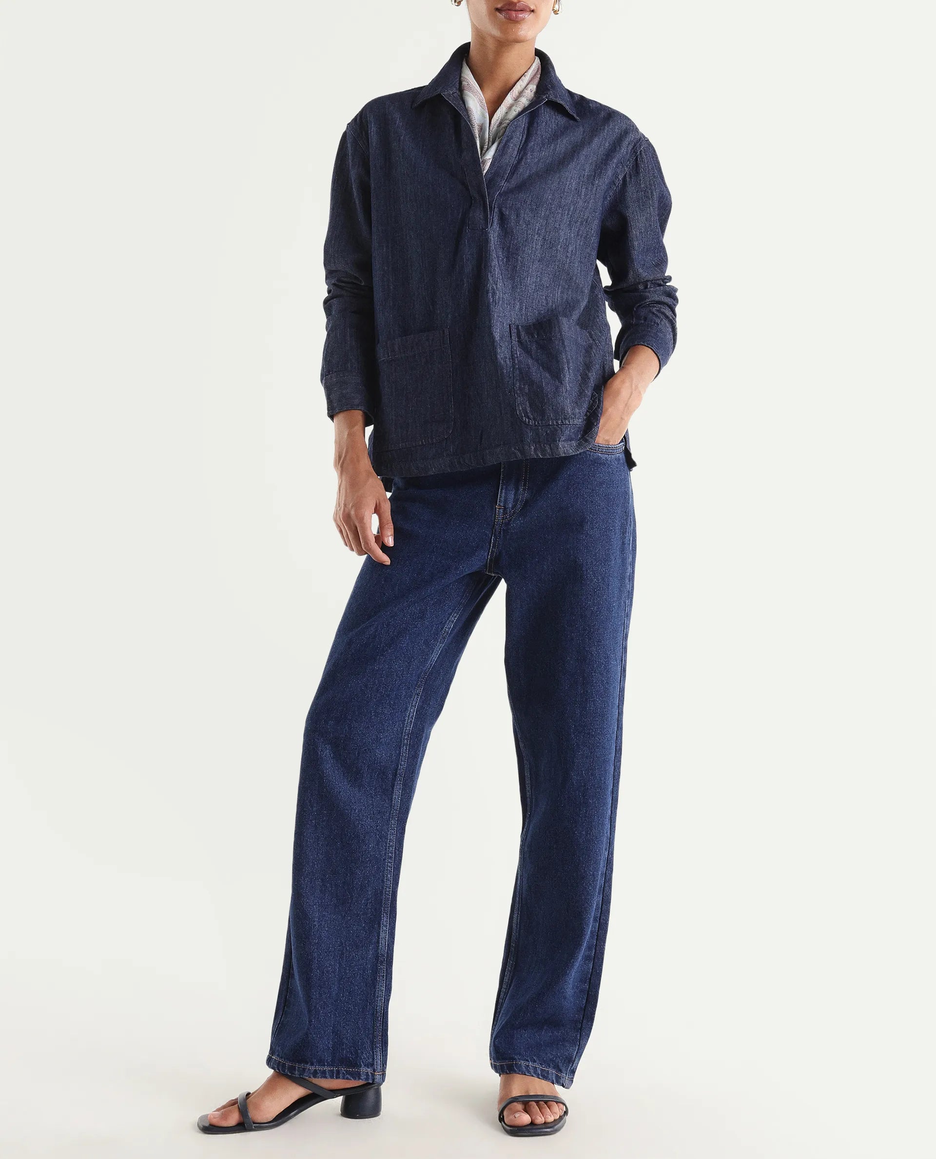 Rareism Women's Stella Dark Blue Cotton Straight Fit Plain Jeans