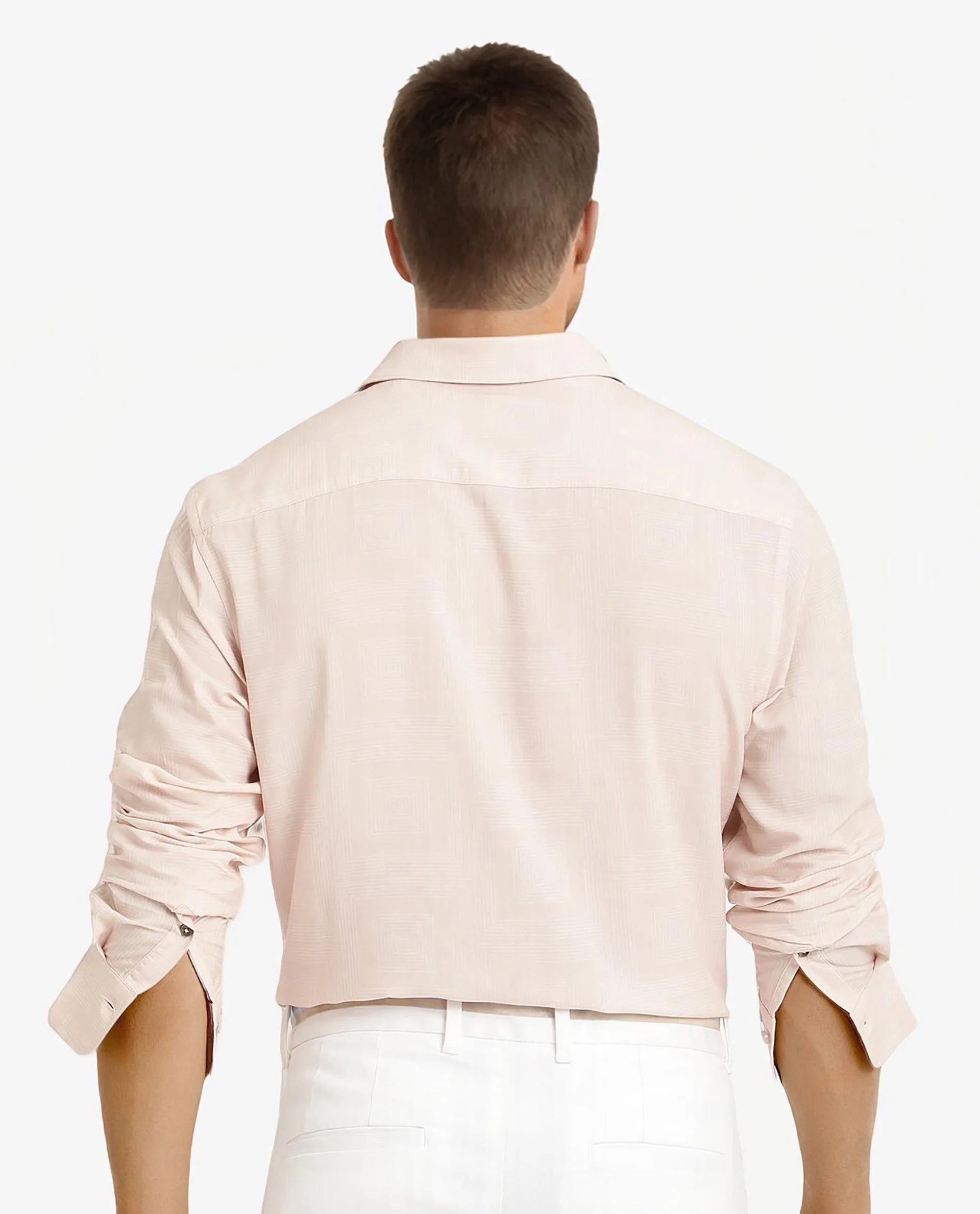 Rare Rabbit Men Swift Beige Viscose Fabric Full Sleeve Regular Fit Geometric Print Shirt