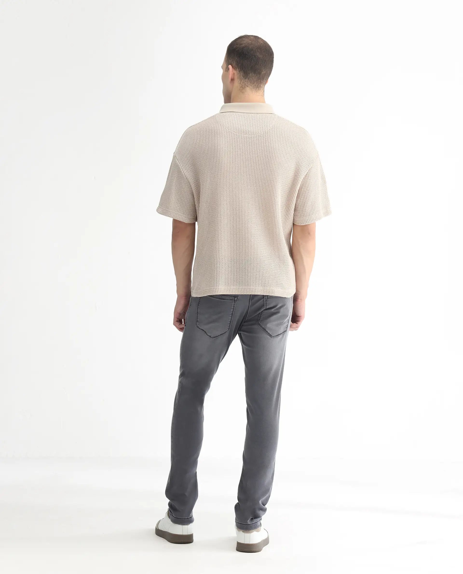 Rare Rabbit Men's Switz Dark Grey Cotton Plain Hawk Slim Fit Jeans