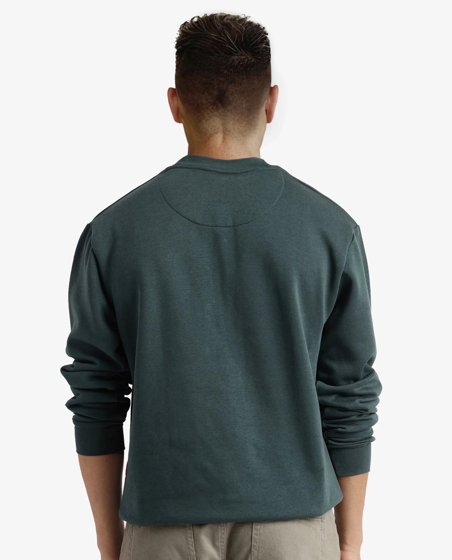 Rare Rabbit Men Tamar Dark Green Full Sleeve Crew Neck Plain Sweatshirt