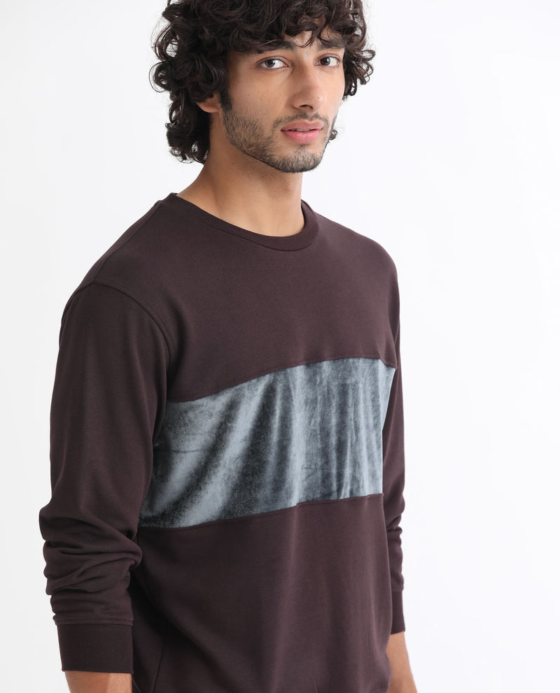 RARE RABBIT MENS TIDE MAROON SWEATSHIRT COTTON POLYESTER TERRY FABRIC ROUND NECK KNITTED FULL SLEEVES COMFORTABLE FIT