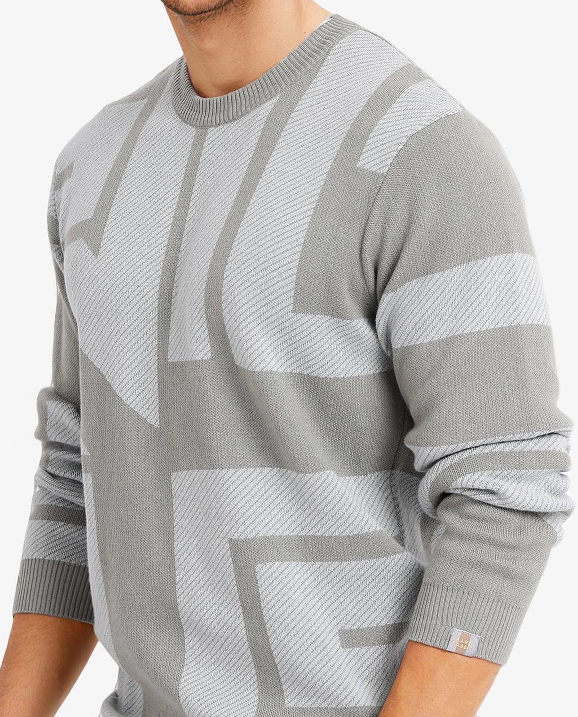 Rare Rabbit Men's Toge Green Cotton Fabric Full Sleeve Crew Neck Monogram Print Sweater