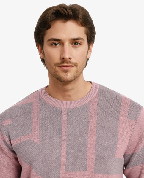 Buy Toge - Pink Regular Fit Monogram Print Sweater| Rare Rabbit